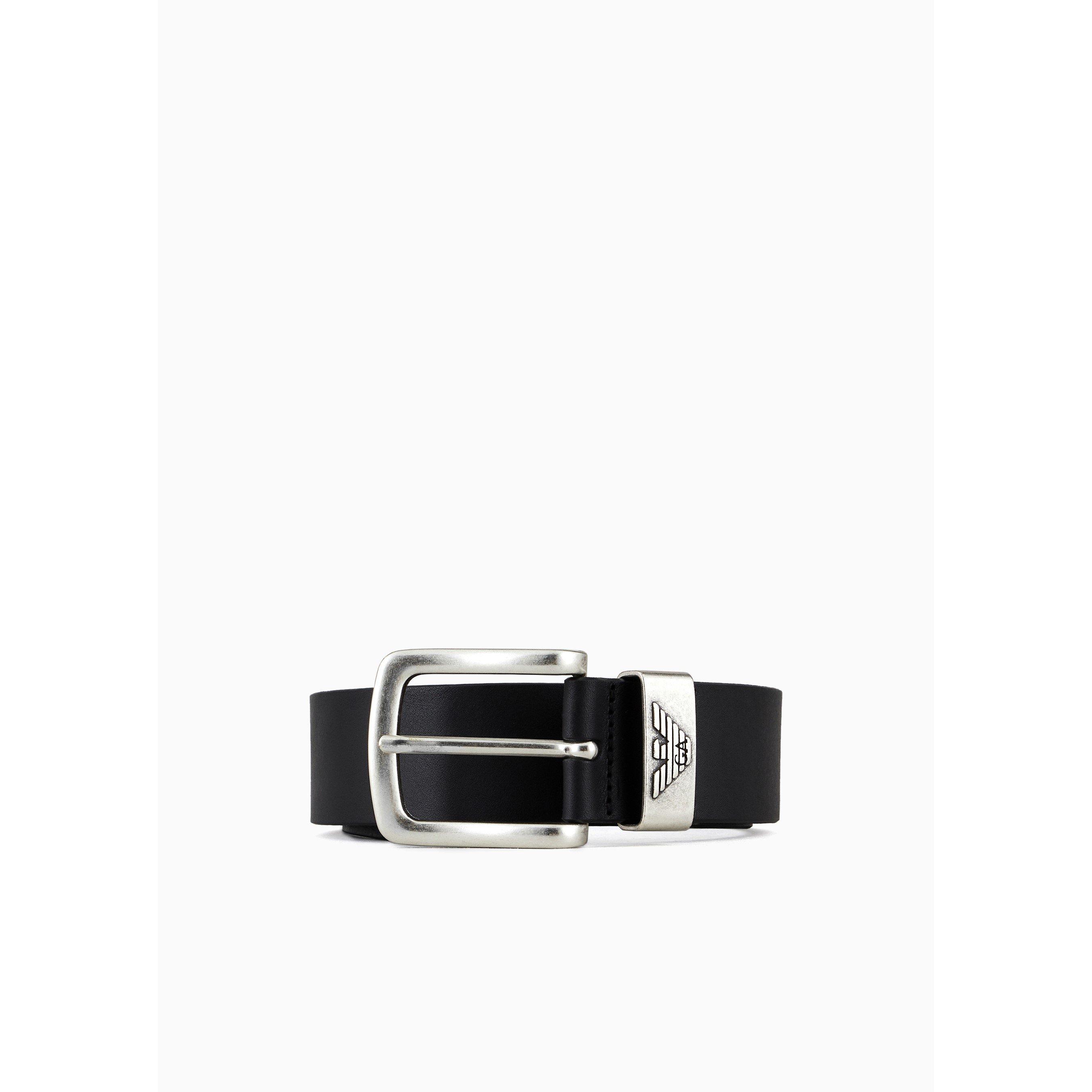 Black 80001 - Emporio Armani - Men's Eagle Leather Belt - 6