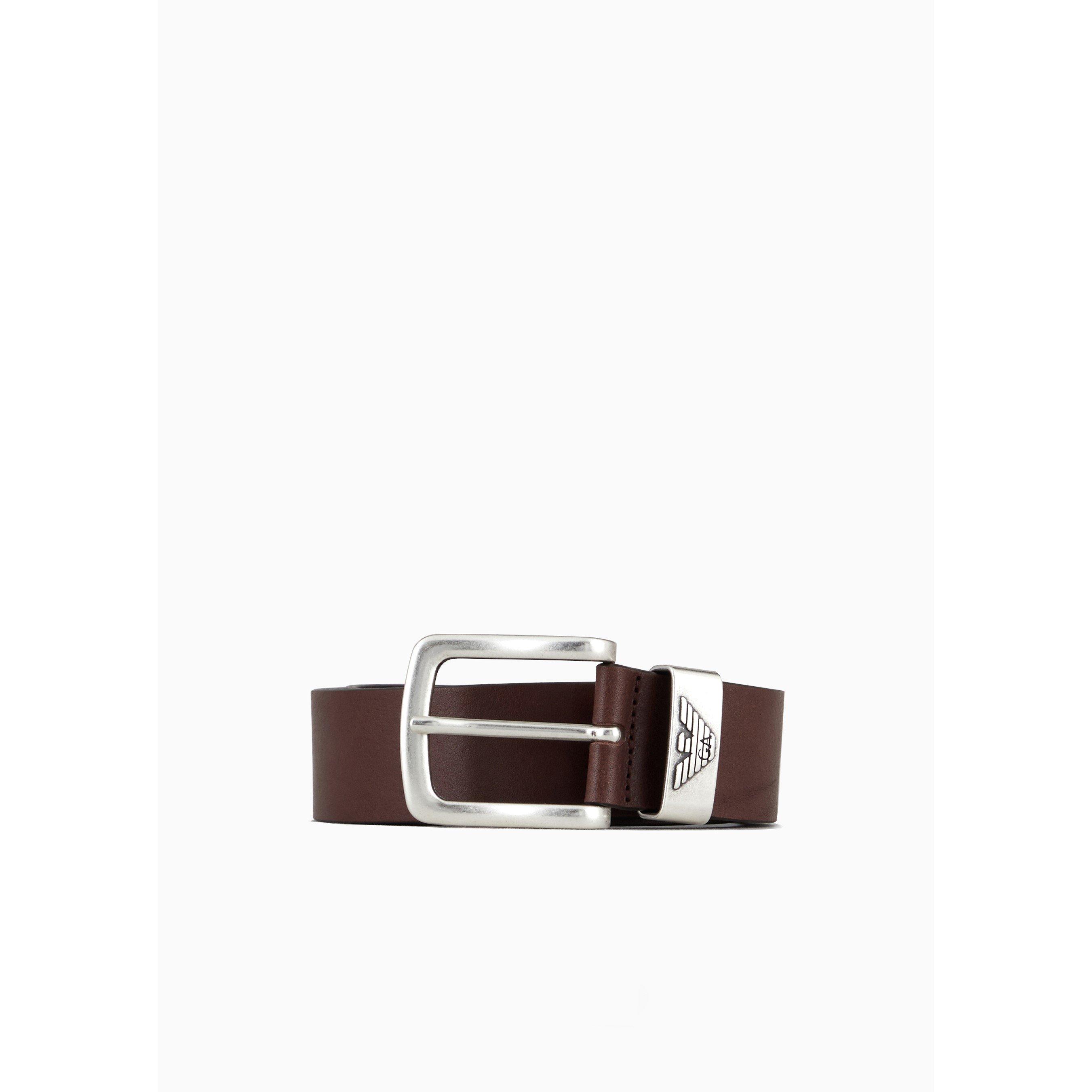 Brown  80005 - Emporio Armani - Men's Eagle Leather Belt - 2