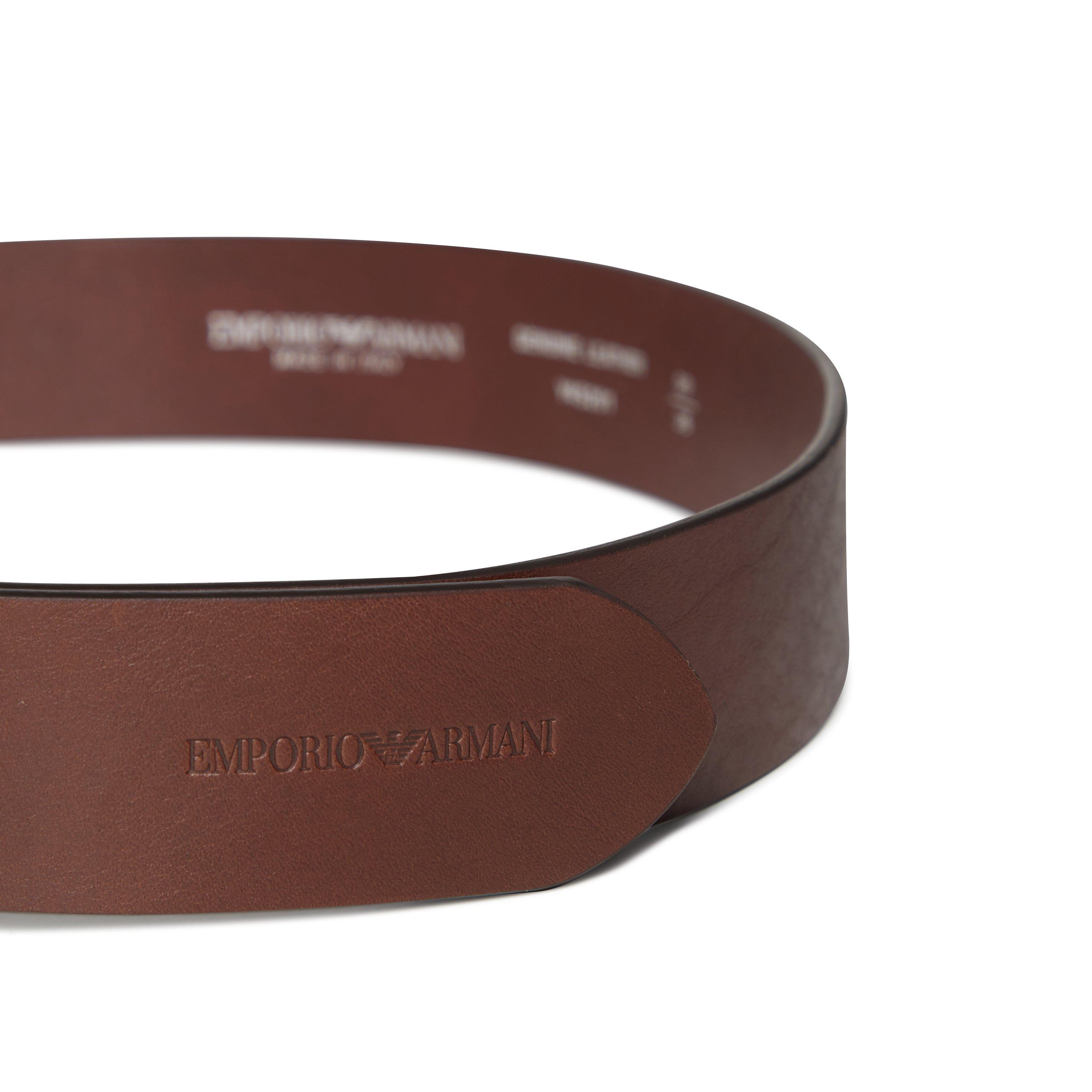 Brown  80005 - Emporio Armani - Men's Eagle Leather Belt - 3