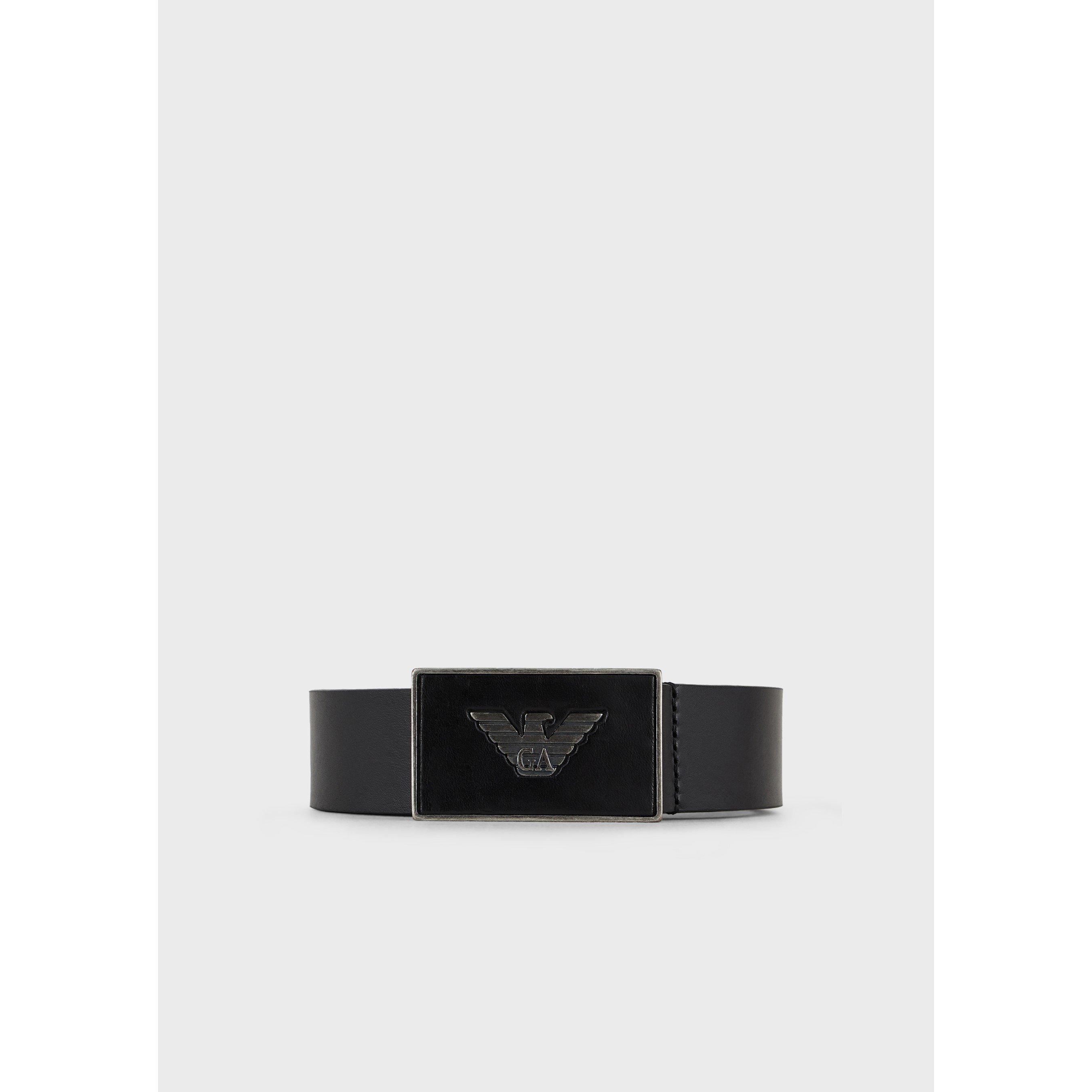 Black 80001 - Emporio Armani - Men's Plate Leather Belt - 8