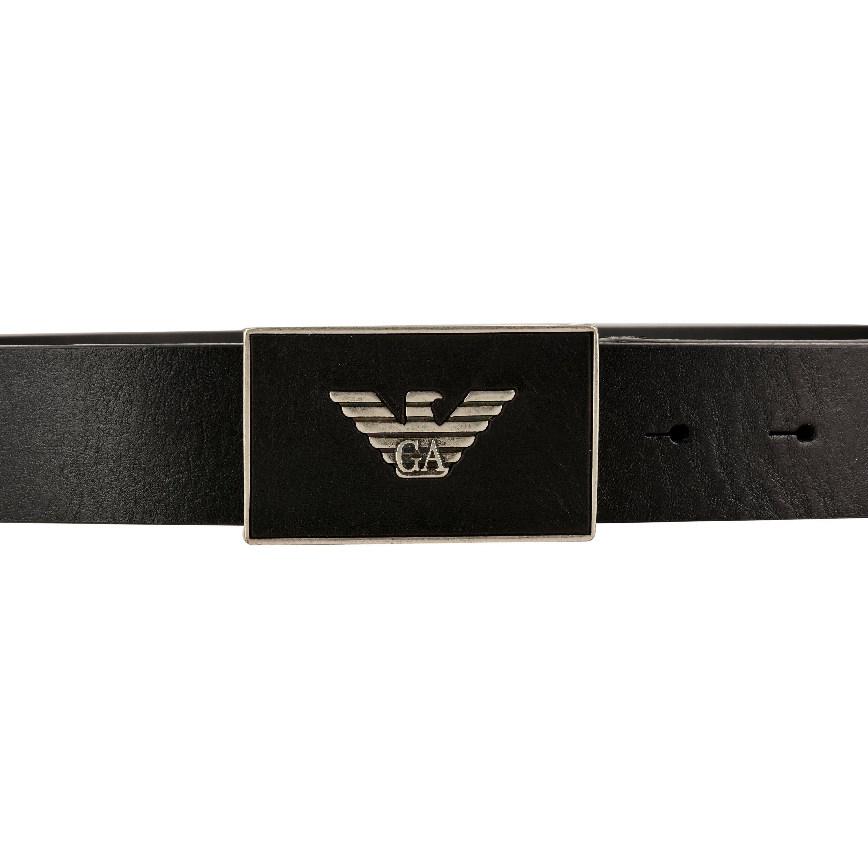 Black 80001 - Emporio Armani - Men's Plate Leather Belt - 9
