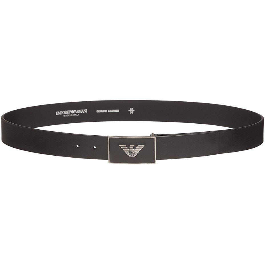 Black 80001 - Emporio Armani - Men's Plate Leather Belt - 3