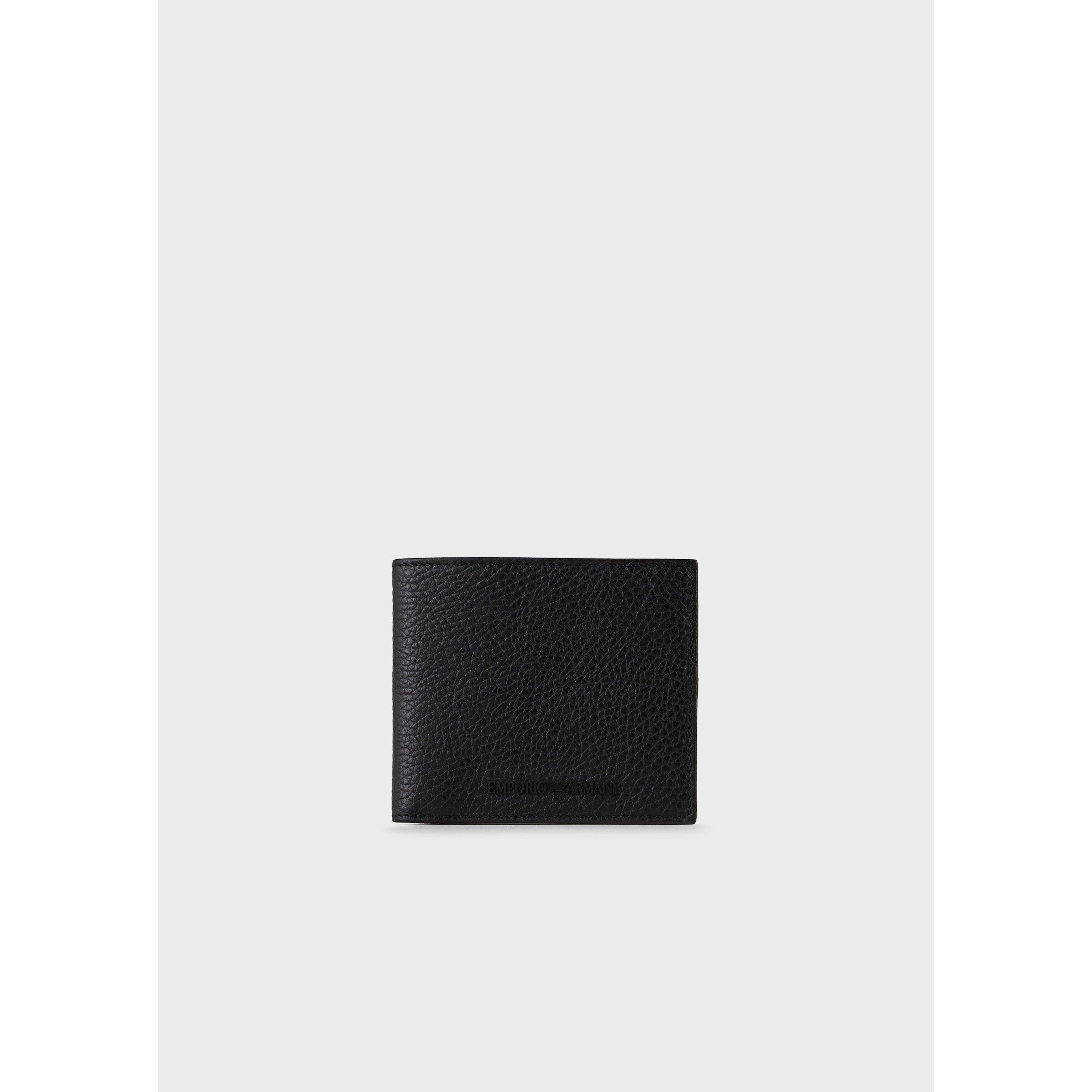 Emporio Armani Tumbled Leather Bifold Wallet - Black 80001