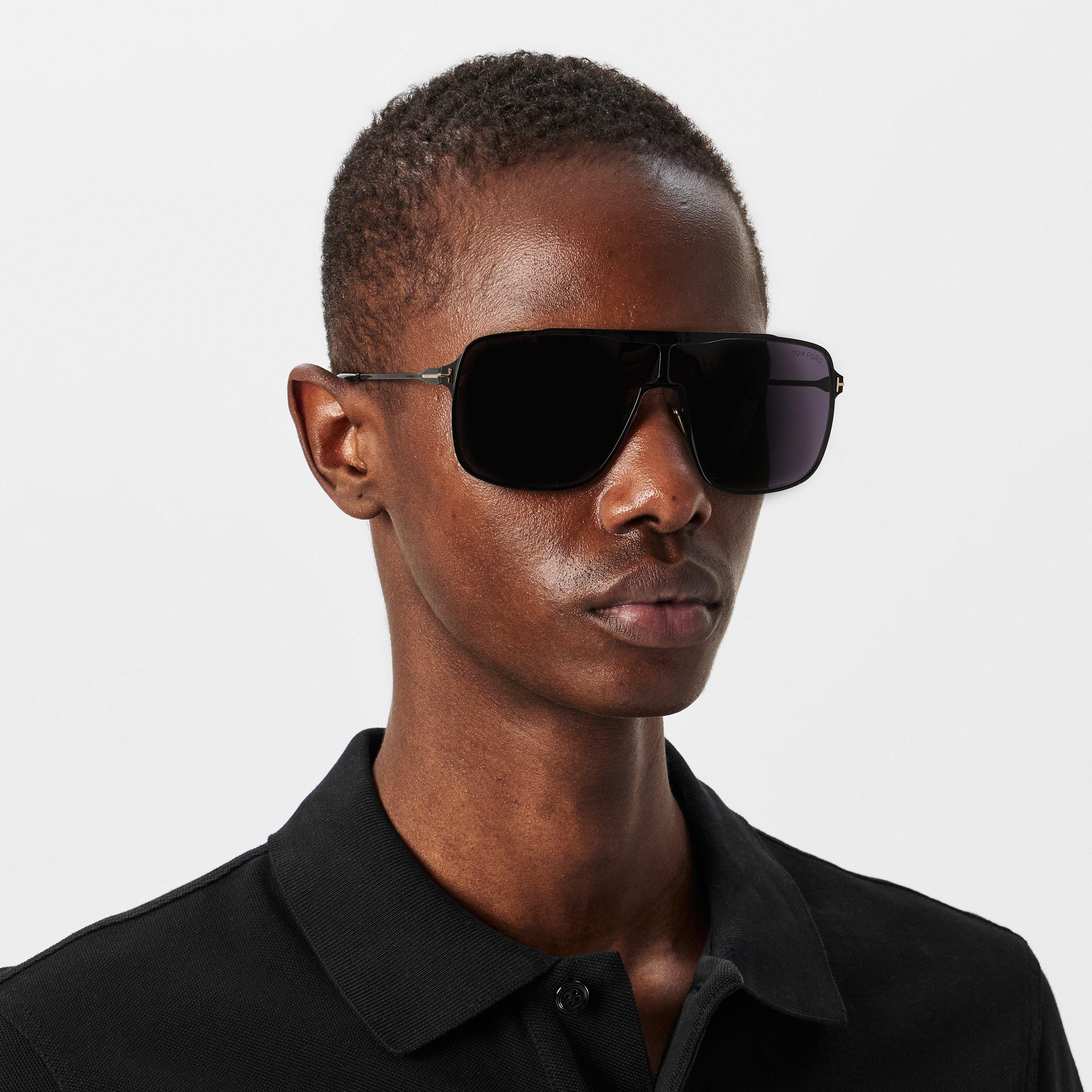 Shiny Black - Tom Ford - Men's Zappa Clubmaster Sunglasses - 3