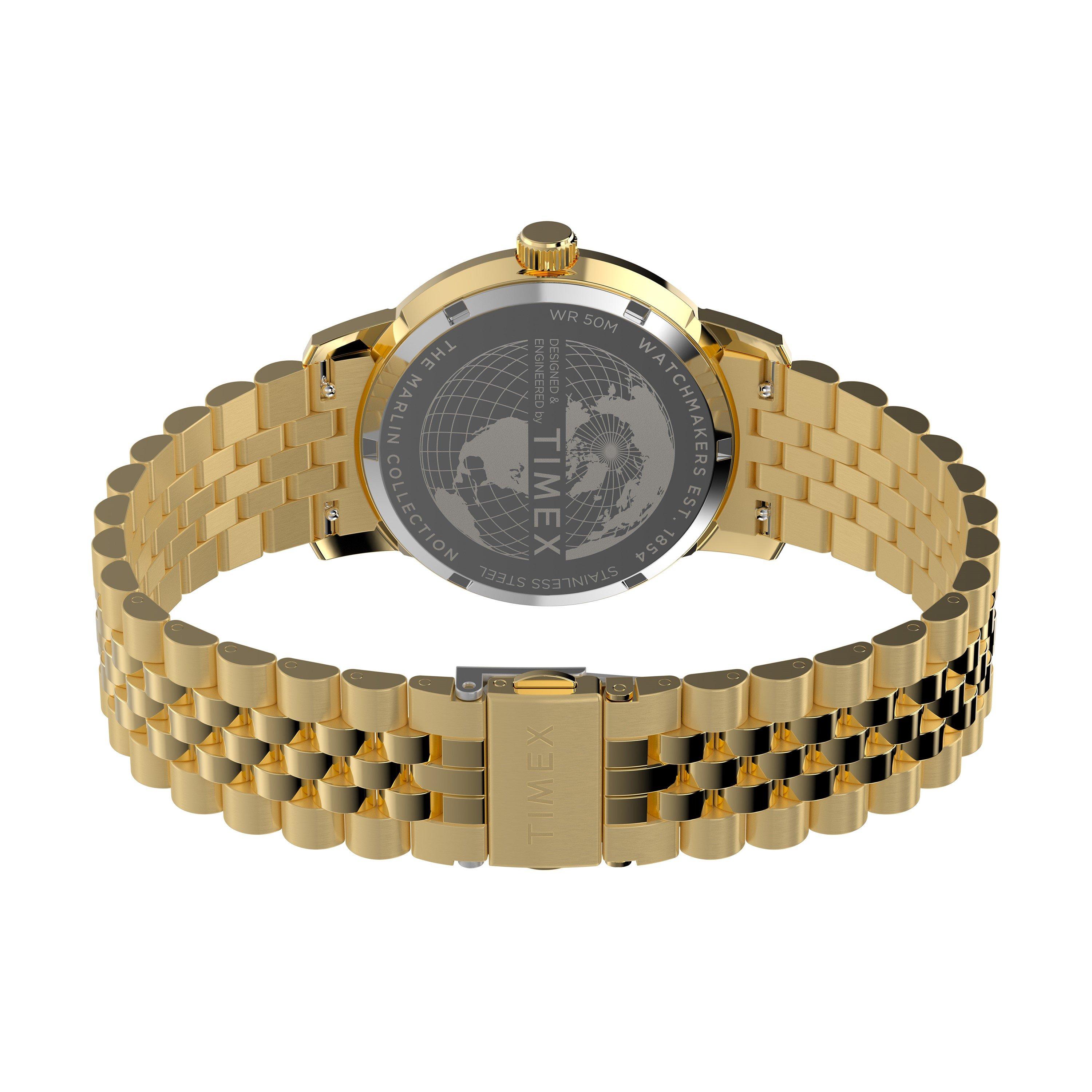 Black/Gold-Tone - Timex - Men's Marlin Analogue Quartz Watch - 3