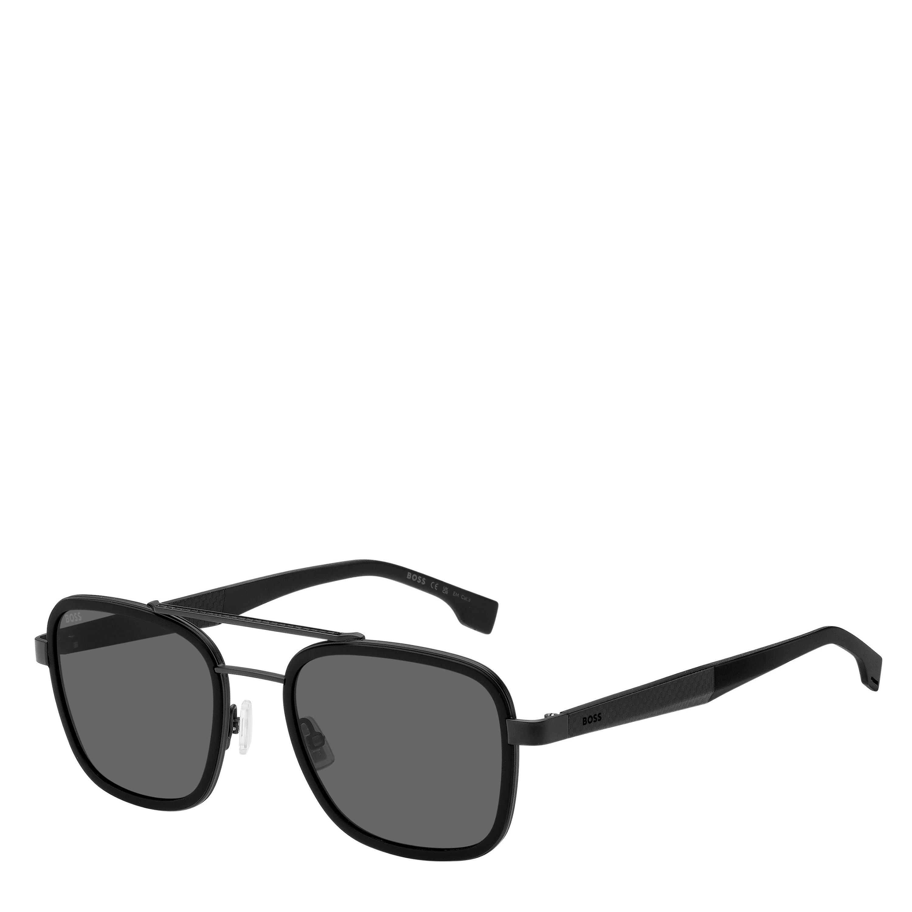 Boss Men's Double Bridge Round Sunglasses - Matte Black - 54 cm