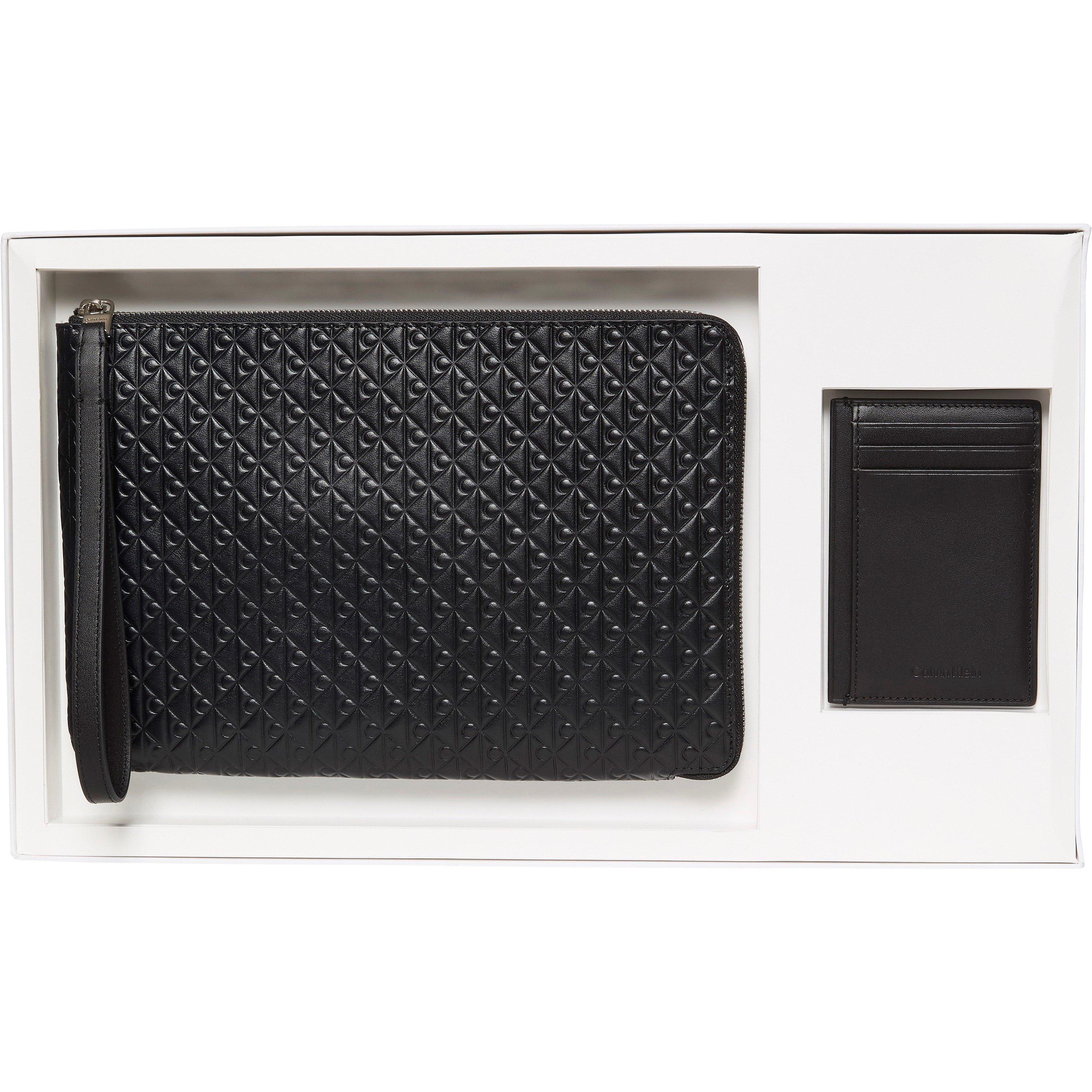 Black - Calvin Klein - Embossed Emblem Zip Pouch & Card Case Gift Set - 2