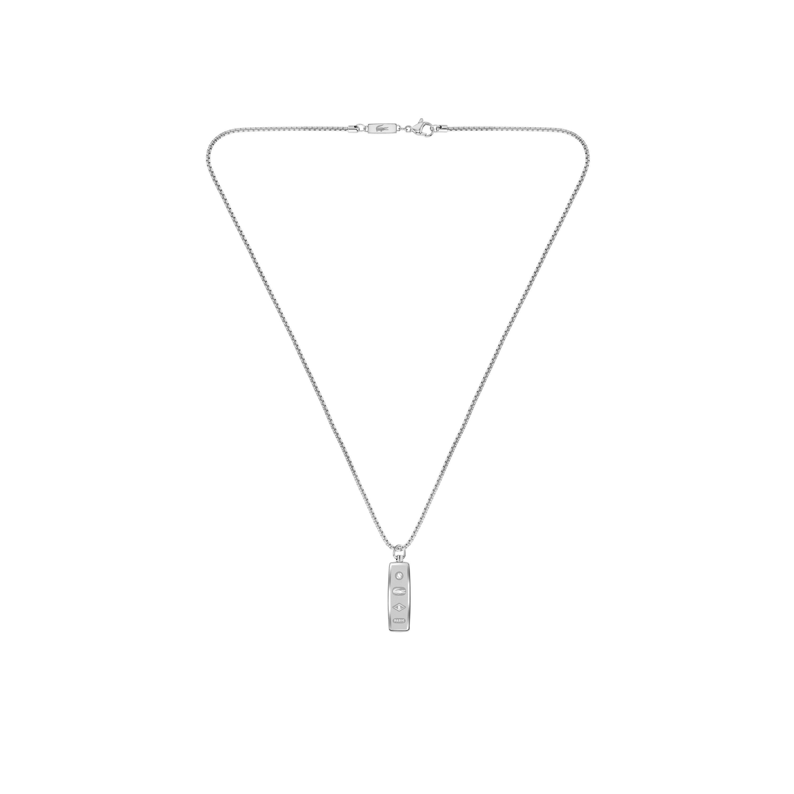Lacoste Mens District Reversible Pendant Necklace - Silver