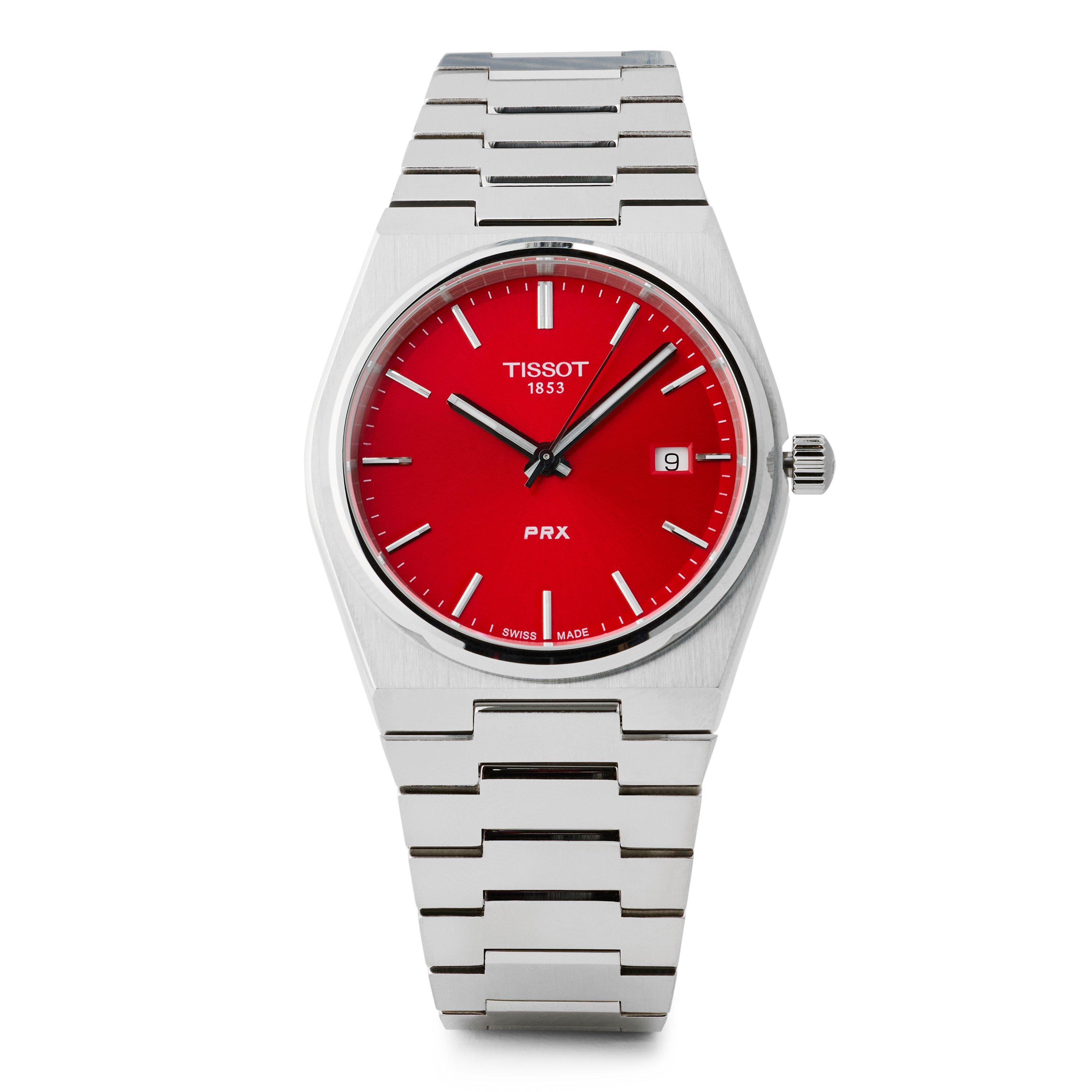 Tissot Mens PRX Quartz Analogue Watch - Red/Steel - Size 40mm
