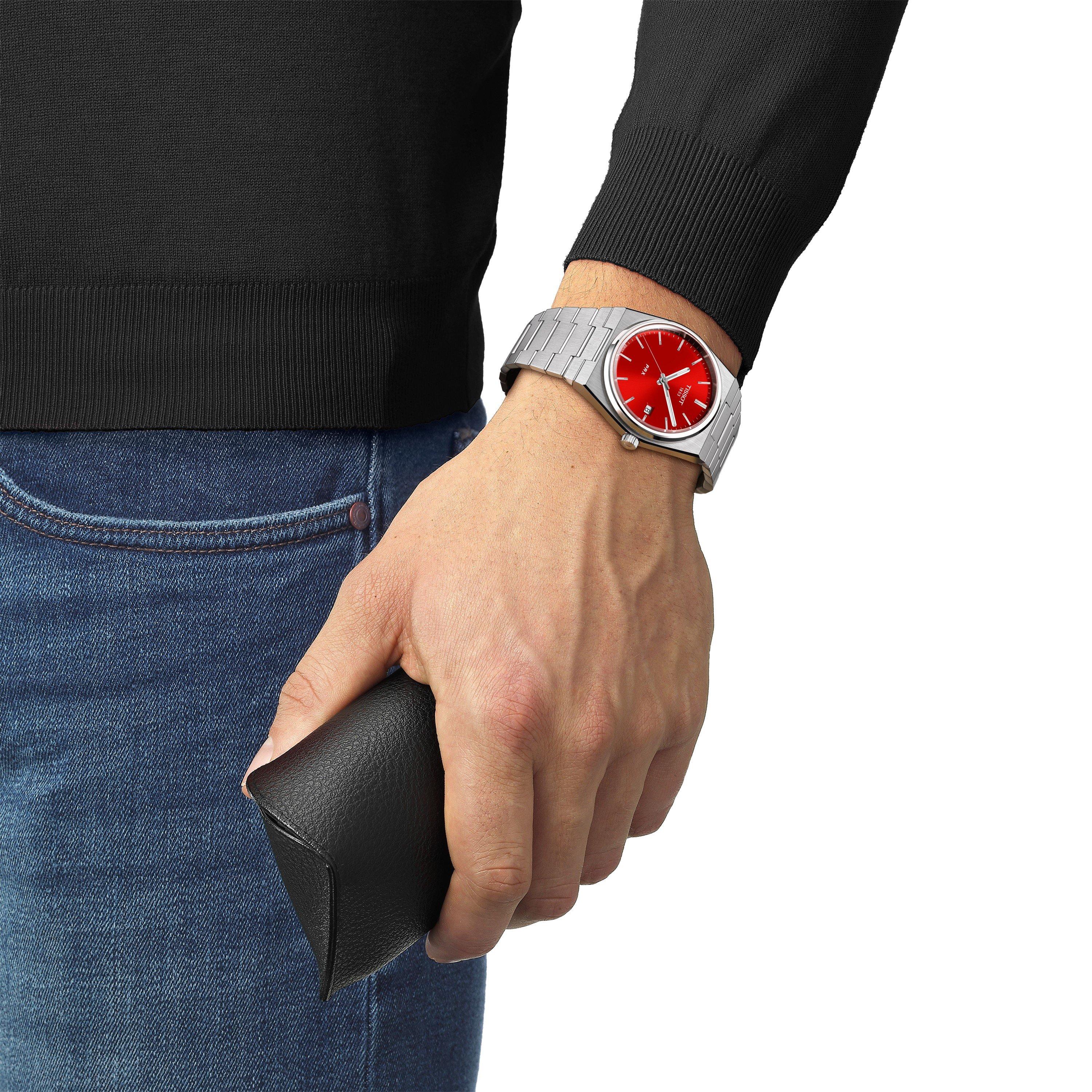 Red/Steel - Tissot - Mens PRX Quartz Analogue Watch - 2