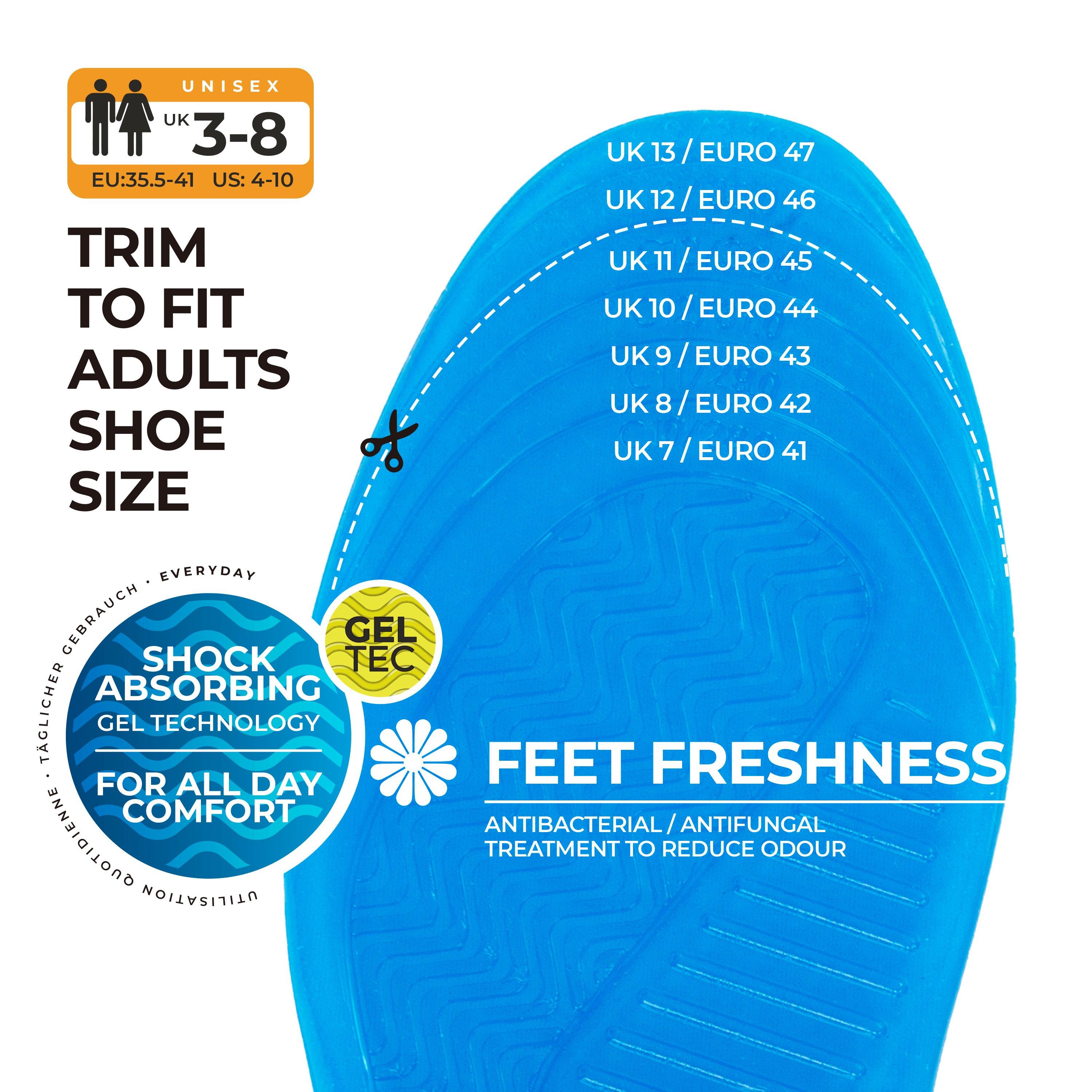 Unisex 3-8 - Slazenger - Gel Insoles for Enhanced Arch Support - 8