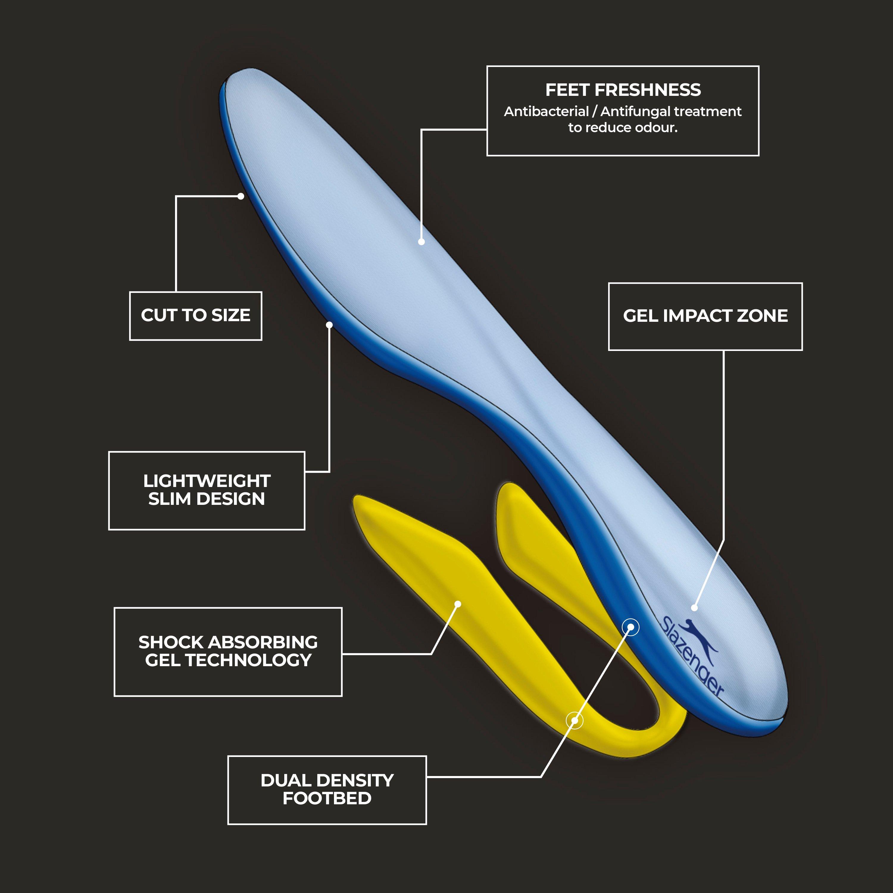 Unisex 3-8 - Slazenger - Gel Insoles for Enhanced Arch Support - 9