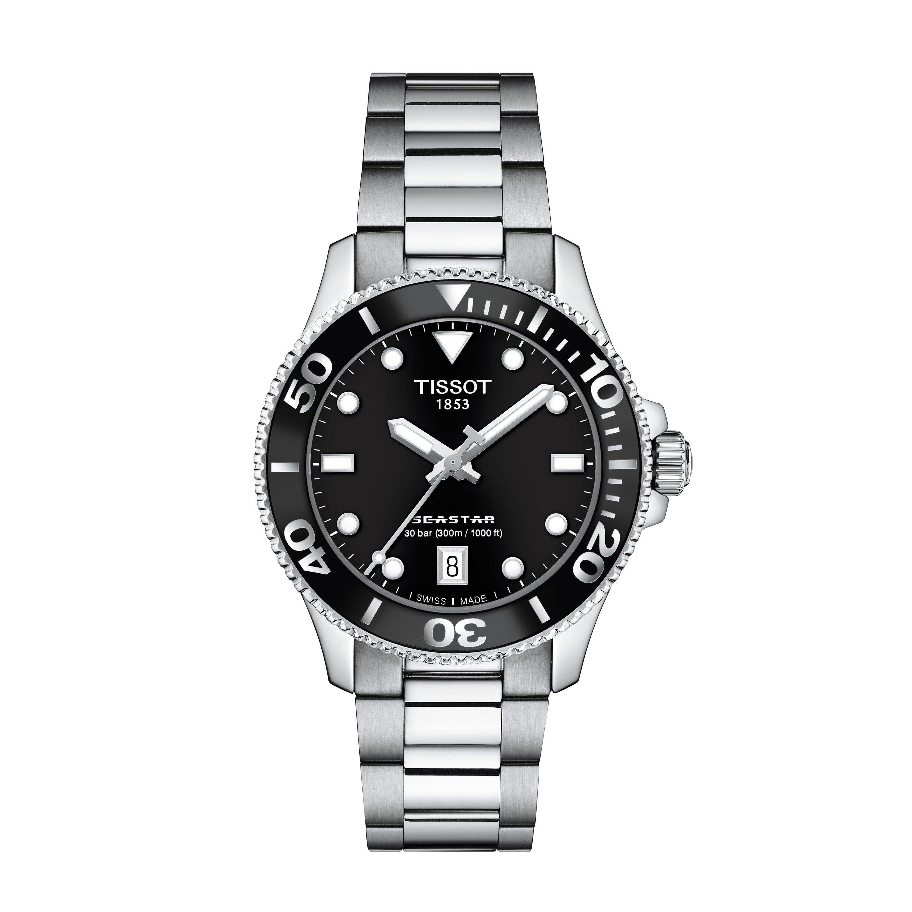 Tissot Men's Seastar Quartz Analogue Watch In Black/steel