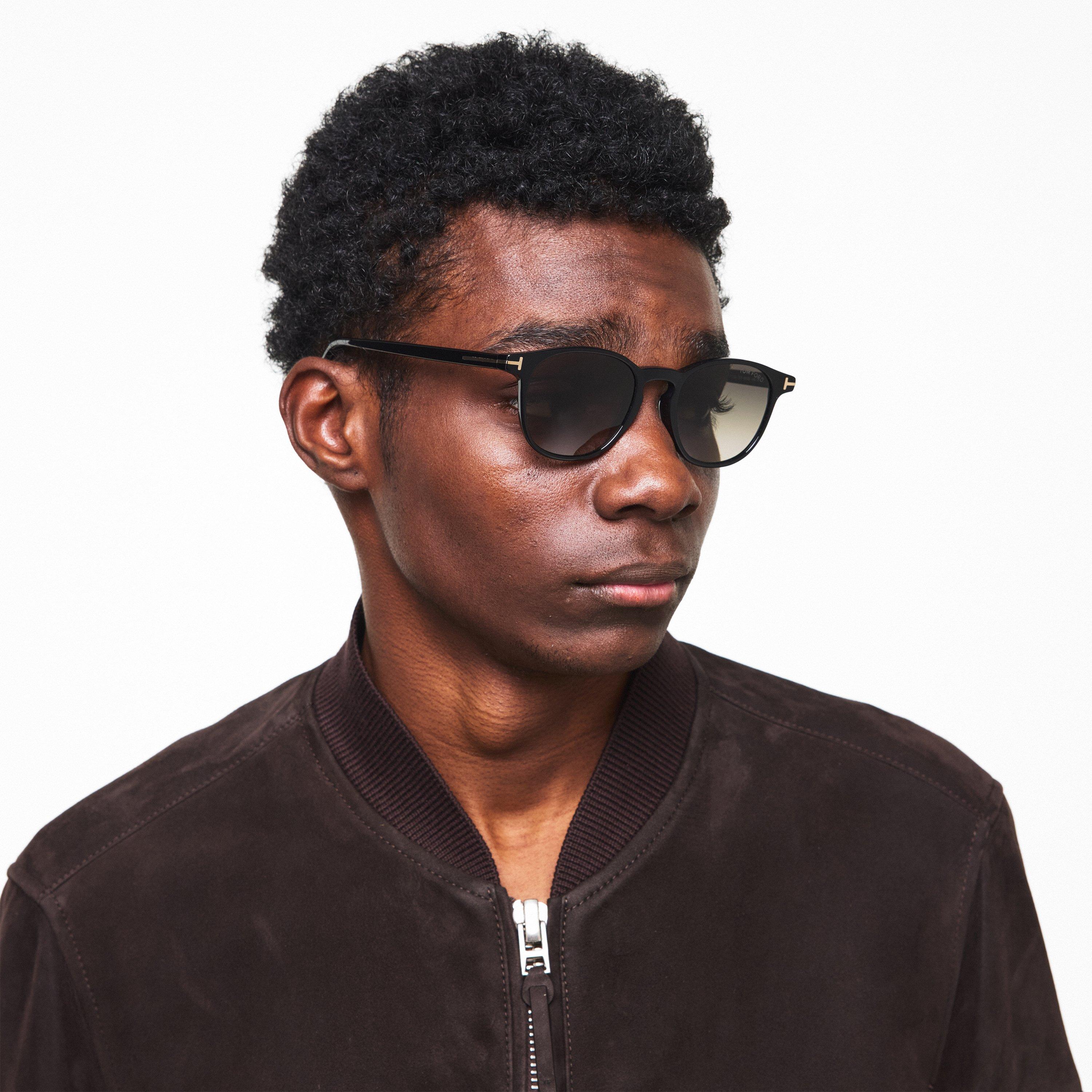 Shiny black - Tom Ford - Men's Holt Round Sunglasses - 3