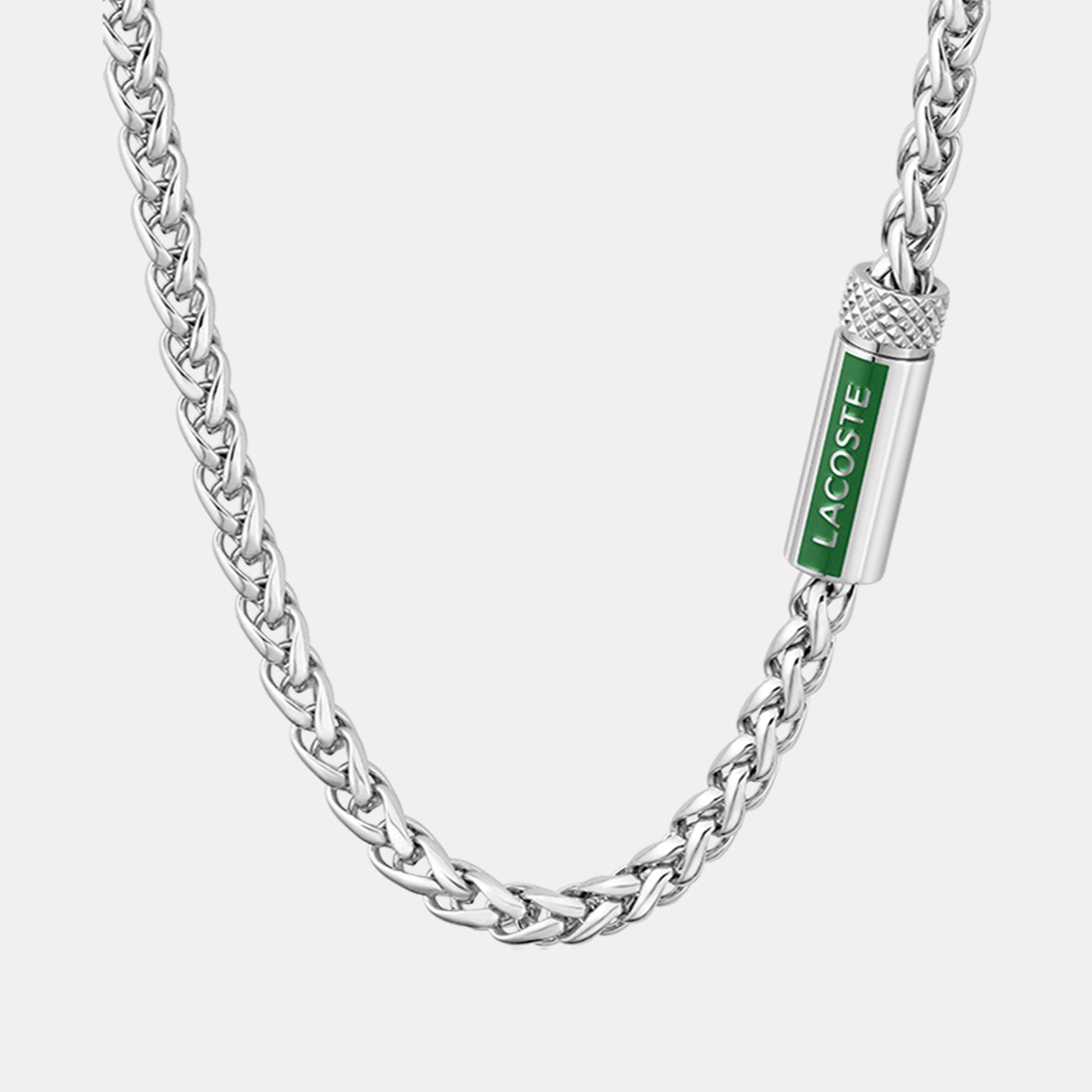 Lacoste Men's Spelt Stainless Steel Necklace - Silver - 190mm