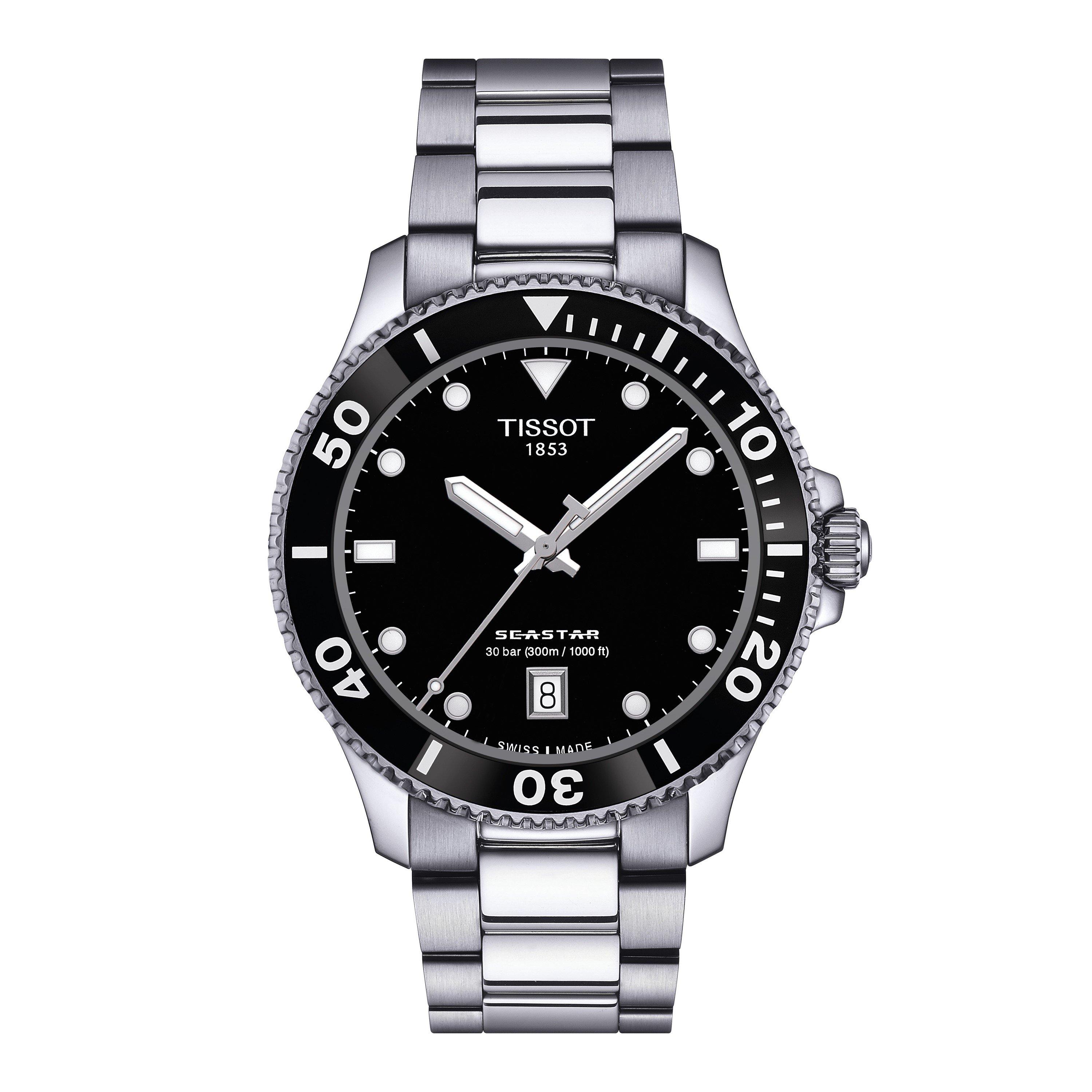 Black/Steel - Tissot - Men's Seastar Quartz Analogue Watch - 1