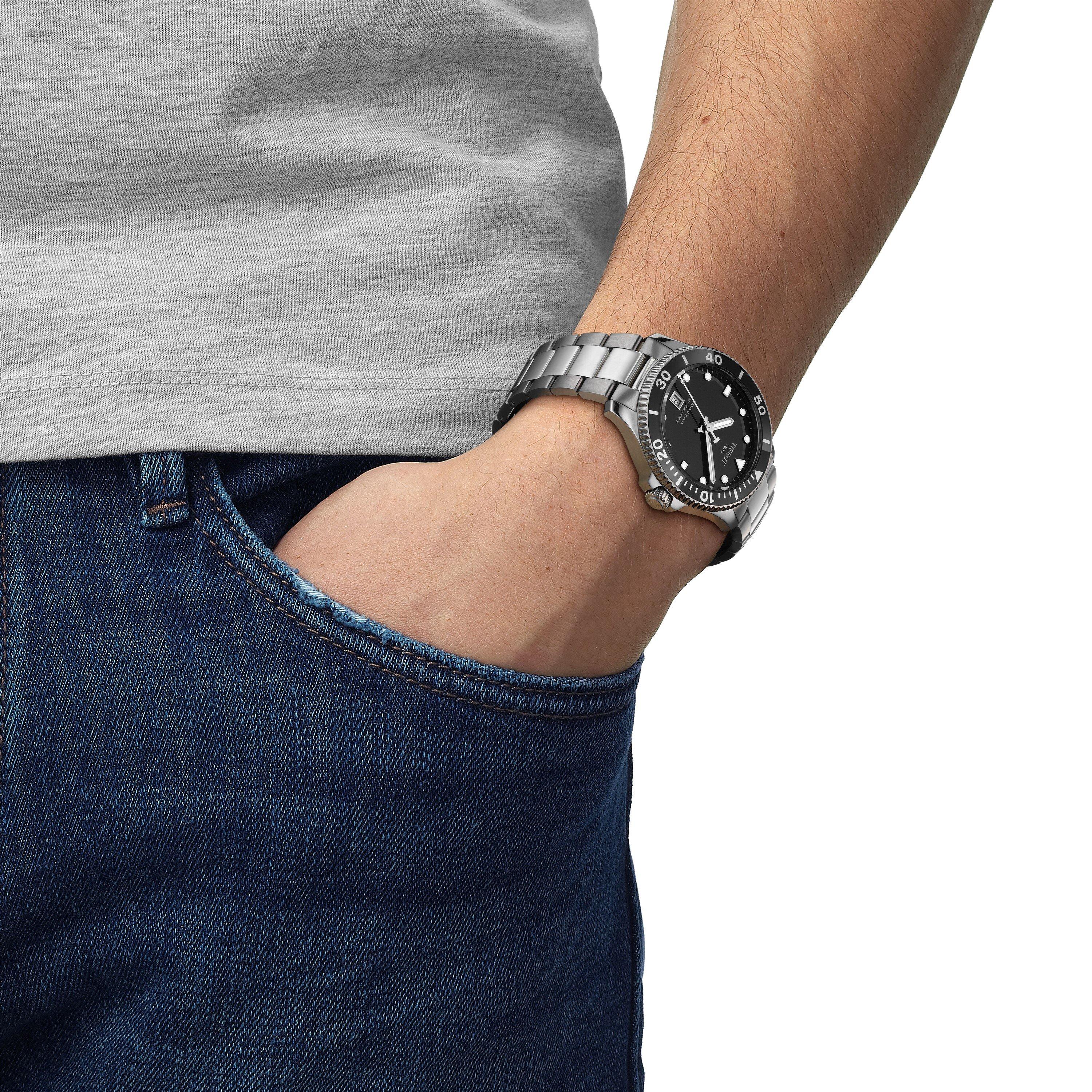 Black/Steel - Tissot - Men's Seastar Quartz Analogue Watch - 2