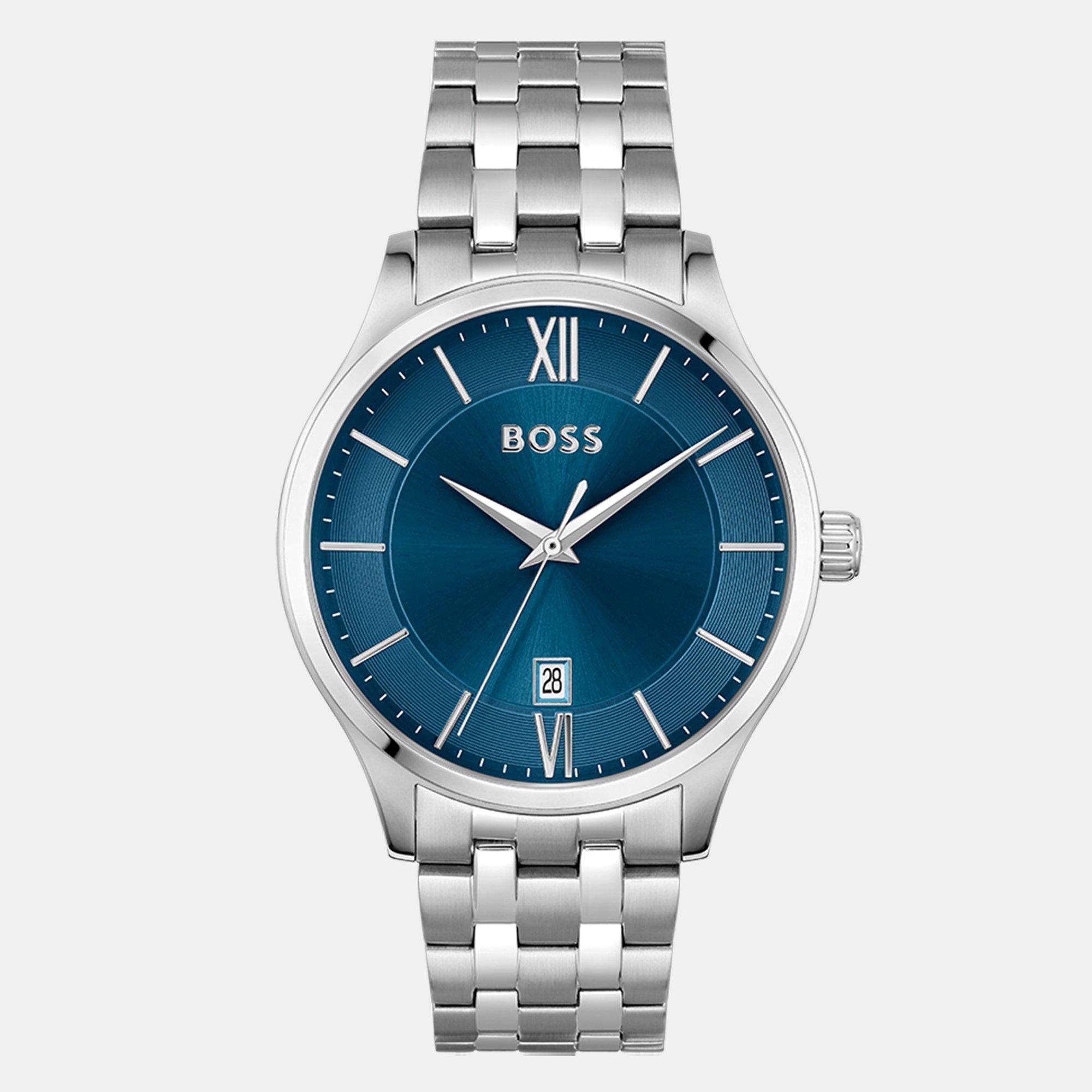 Blue/Silver - Boss - Gents BOSS Elite Stainless Steel Bracelet Watch - 1