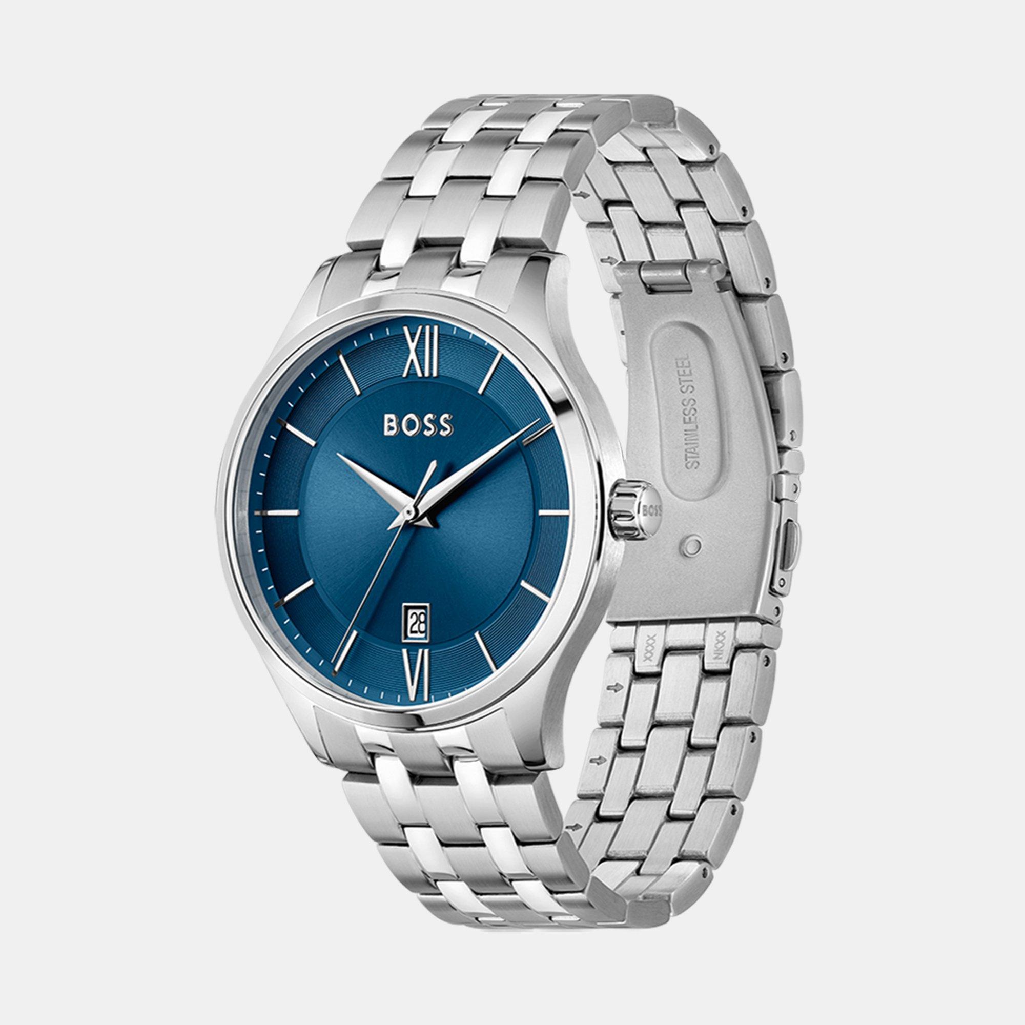 Blue/Silver - Boss - Gents BOSS Elite Stainless Steel Bracelet Watch - 2