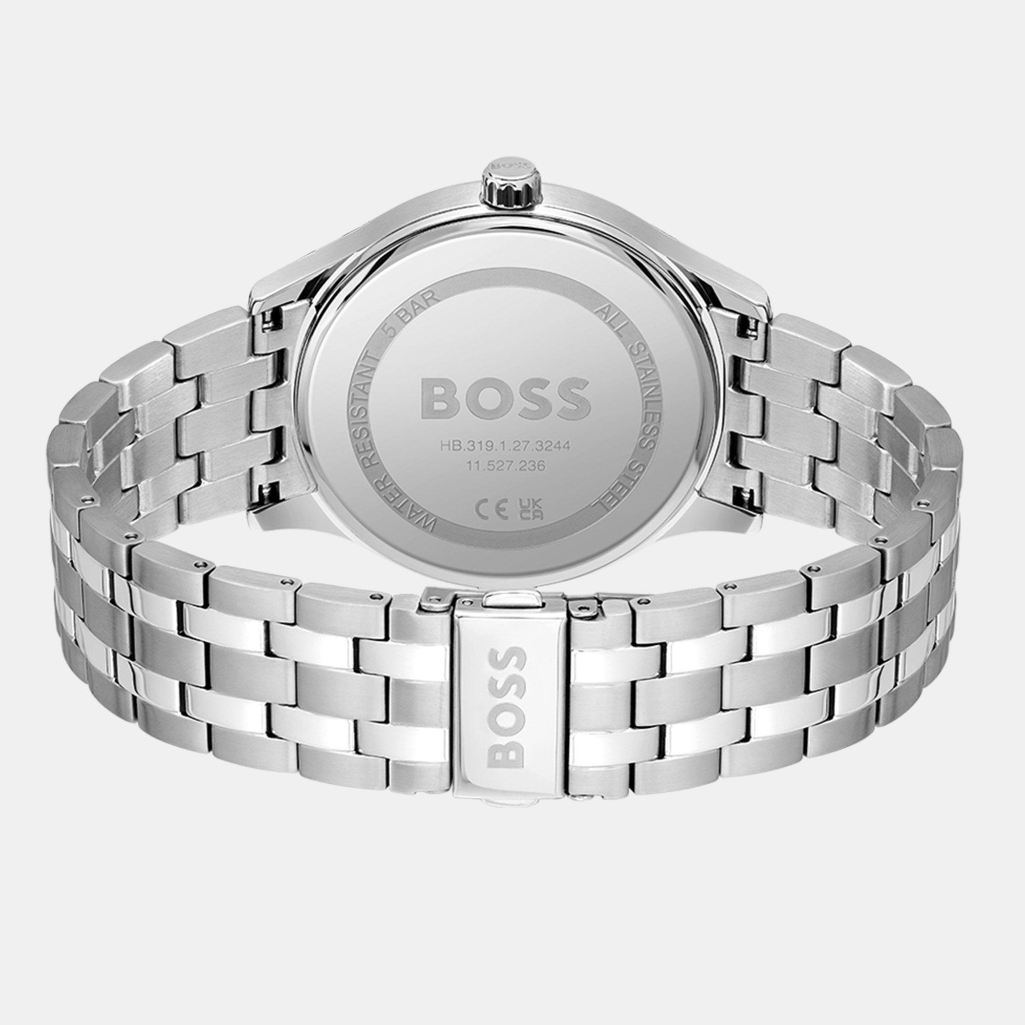 Blue/Silver - Boss - Gents BOSS Elite Stainless Steel Bracelet Watch - 3