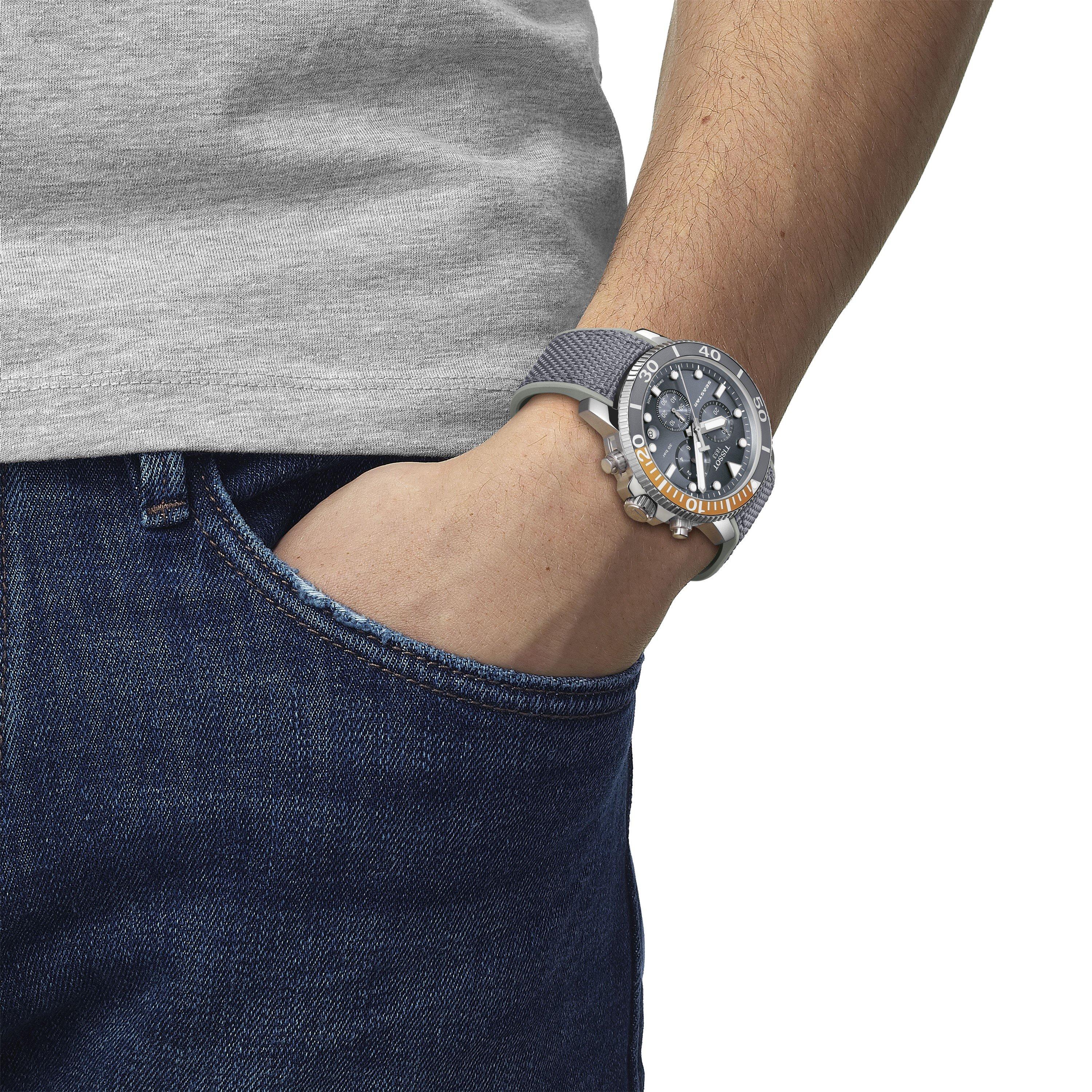 Grey/Steel - Tissot - Men's Seastar Chrono Quartz Analogue Watch - 2
