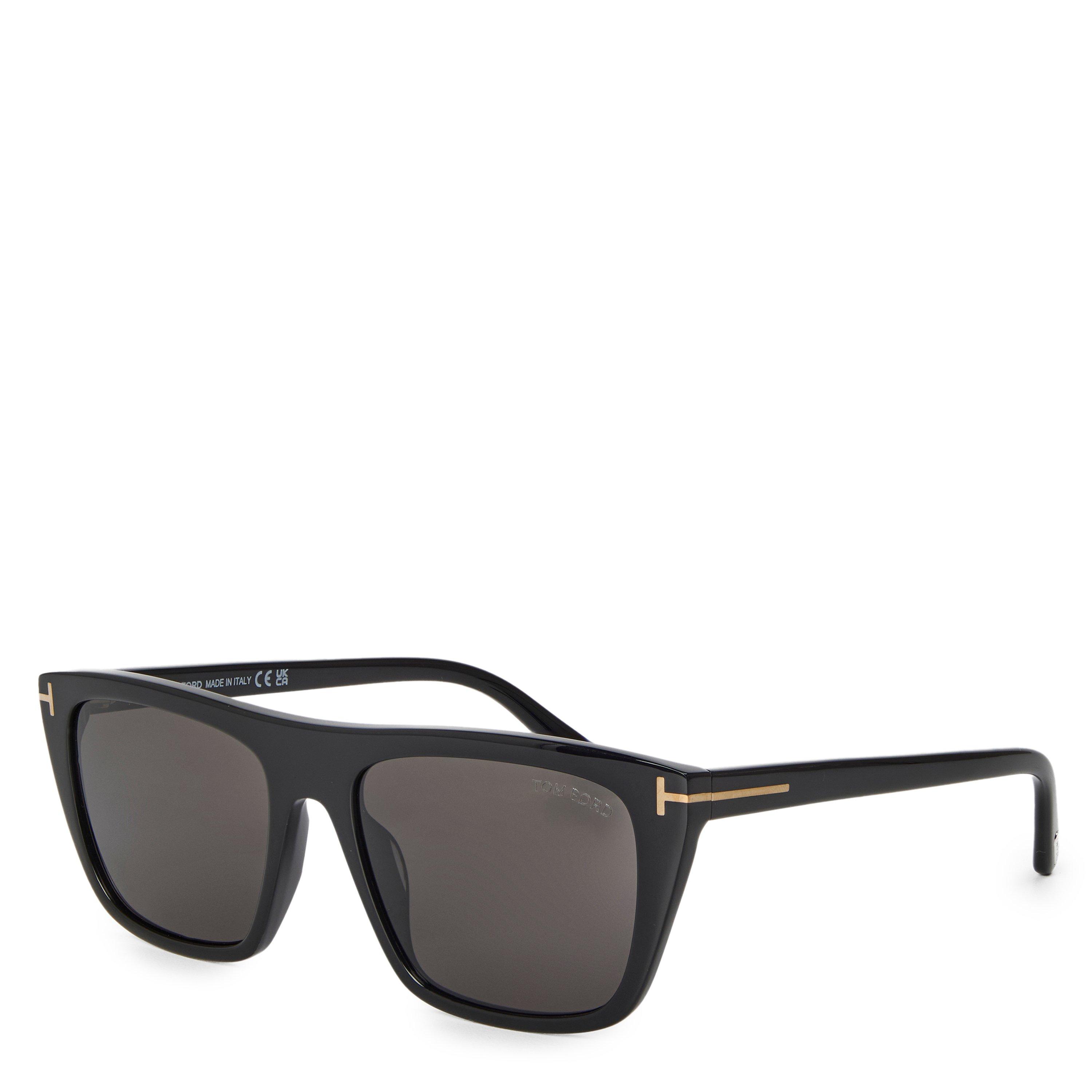 Tom Ford Men's Metal Accent Wayfarer Sunglasses - Shiny Black