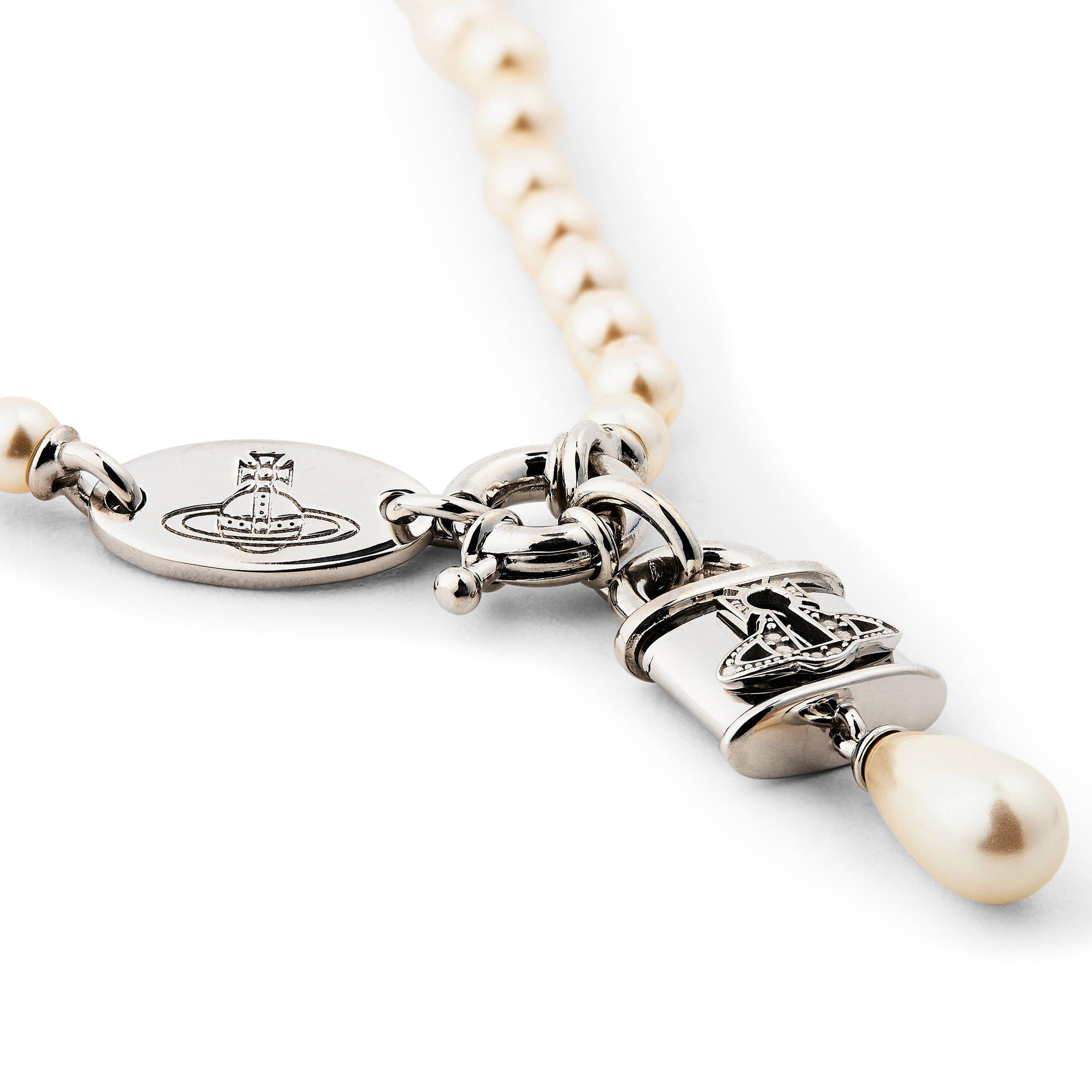 PLATINUM/PEARL - Vivienne Westwood - Women's Celestia Small Pendant Necklace - 2