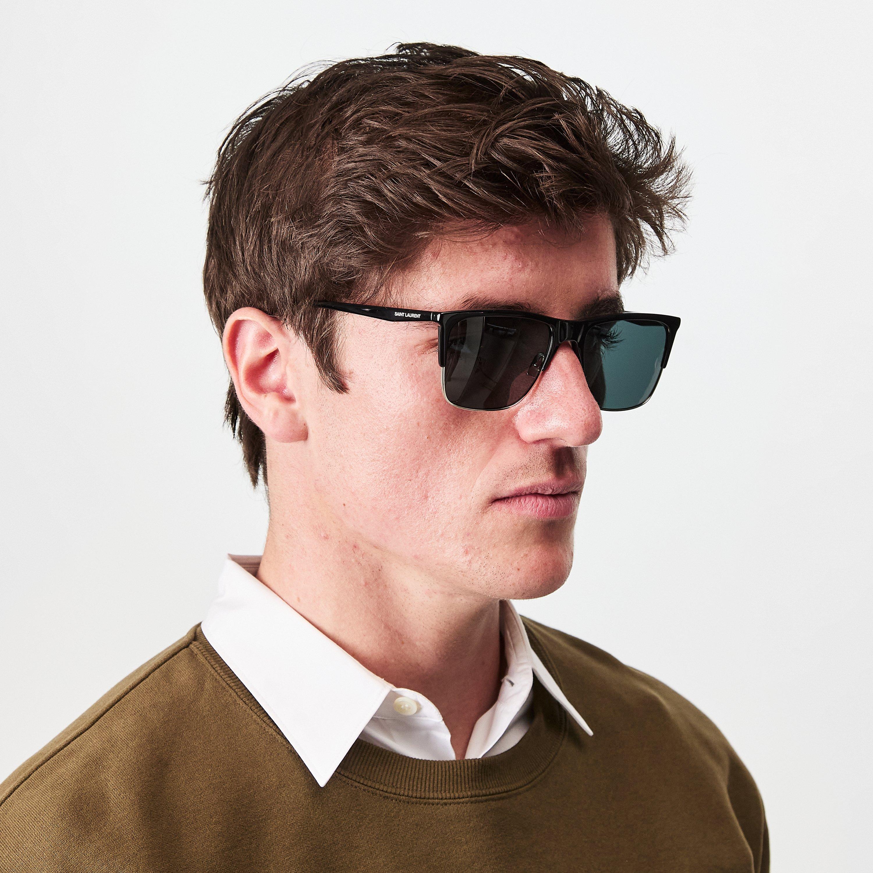 Black - Saint Laurent - Men's Aviator Sunglasses - 3