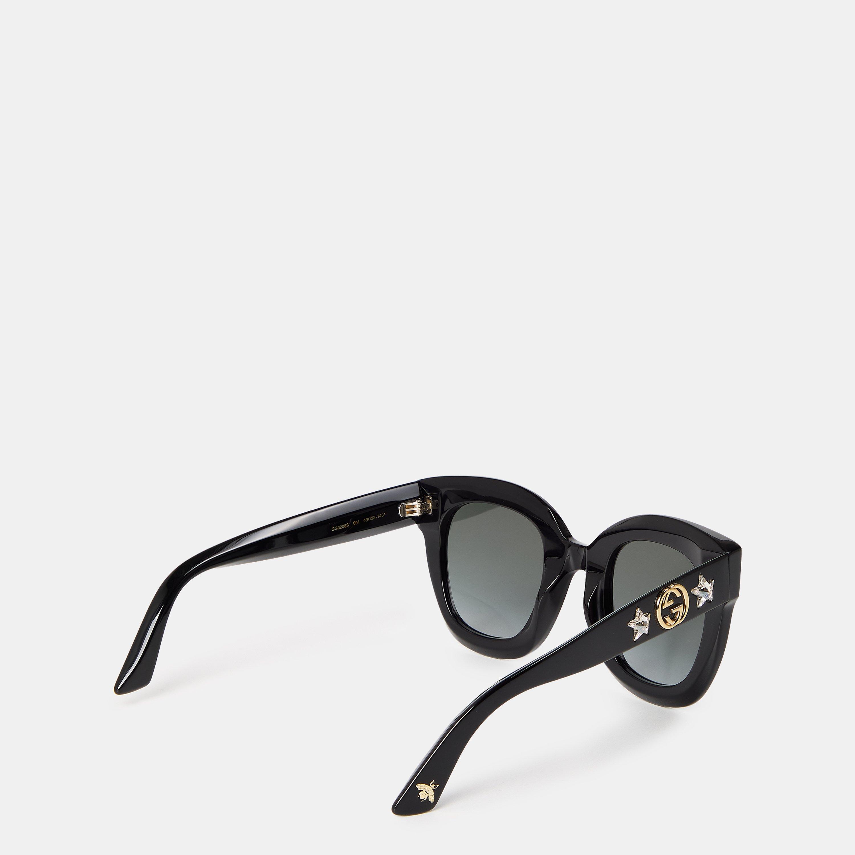 Blk/Blk/Grey - Gucci - Round Frame Sunglasses - 2