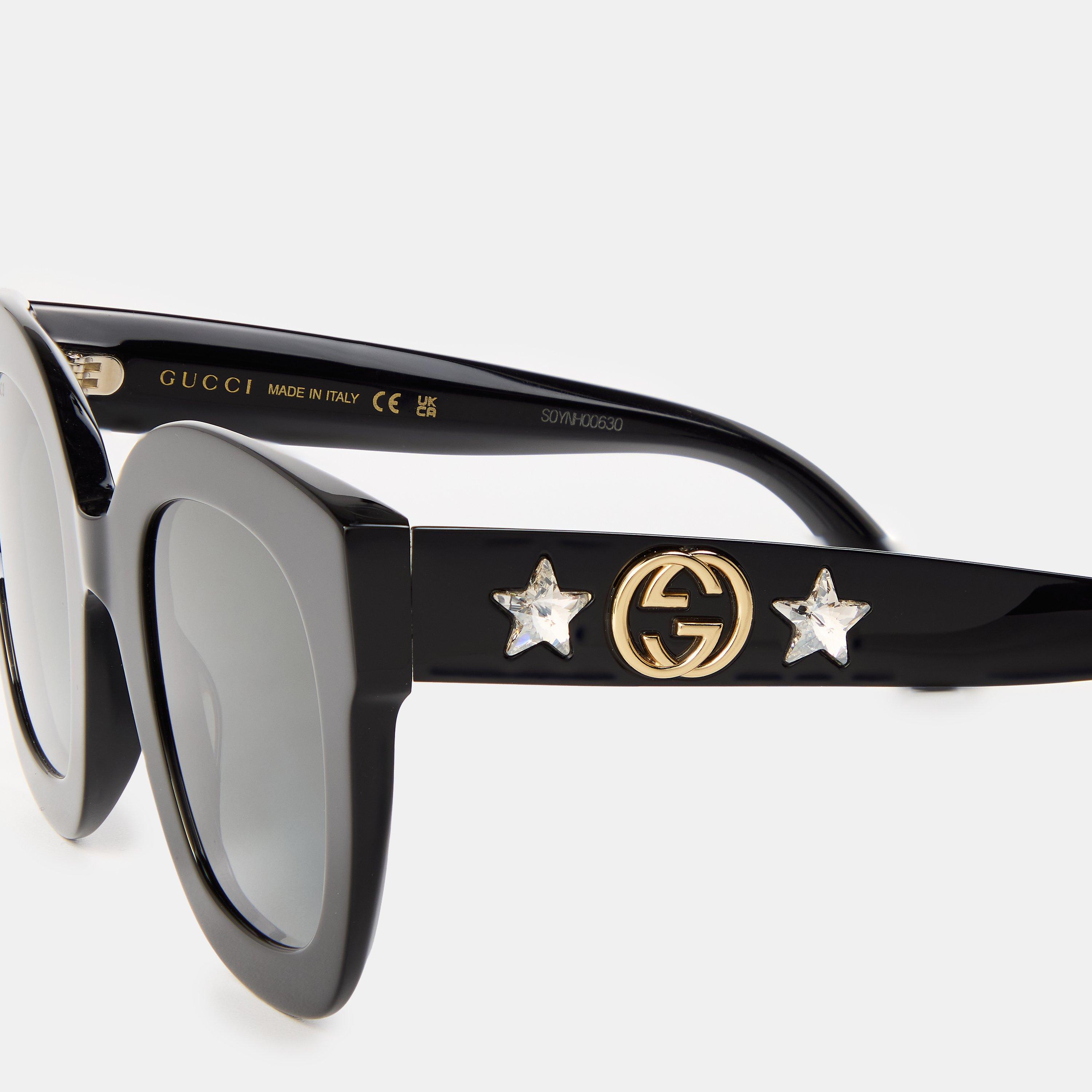 Blk/Blk/Grey - Gucci - Round Frame Sunglasses - 5