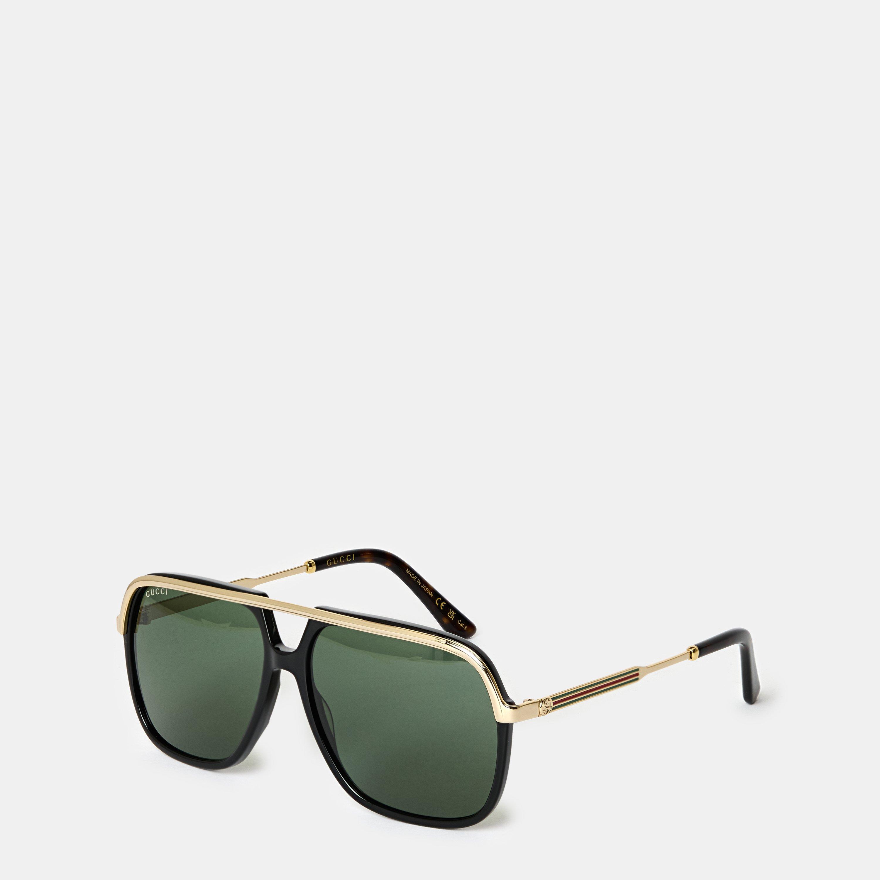 Blk/Gld/Green - Gucci - Men's Oversized Aviator Sunglasses - 1