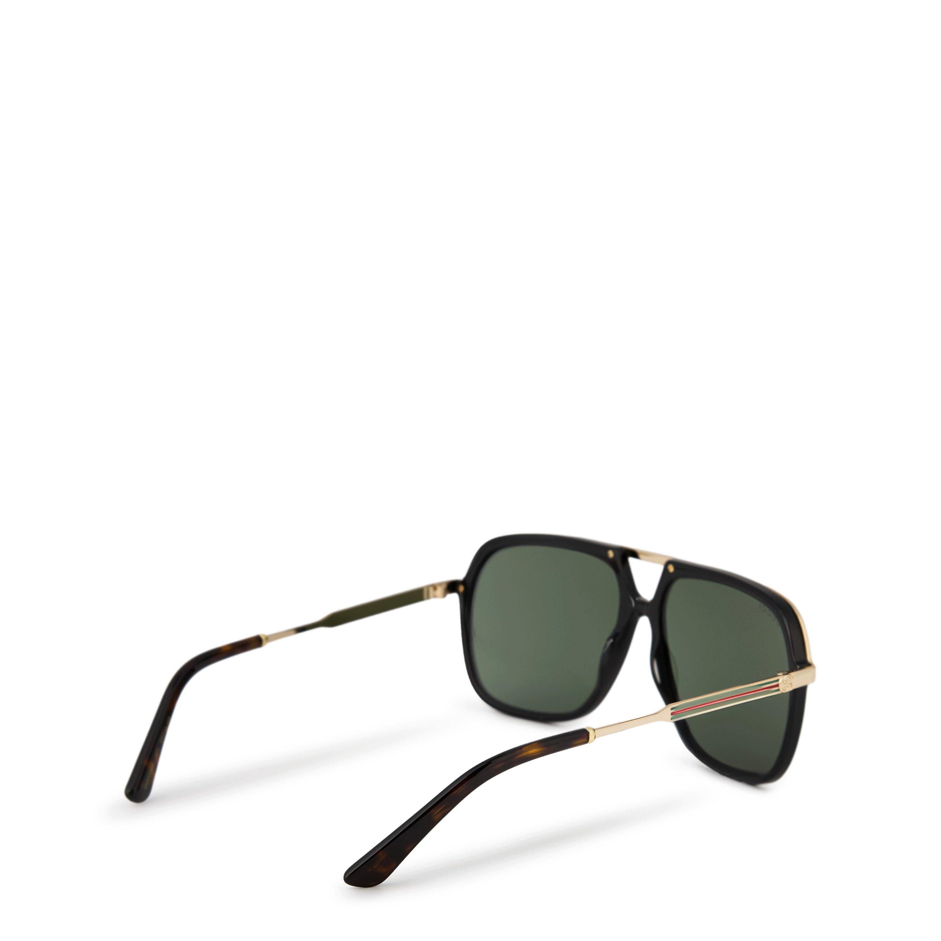 Blk/Gld/Green - Gucci - Men's Oversized Aviator Sunglasses - 7