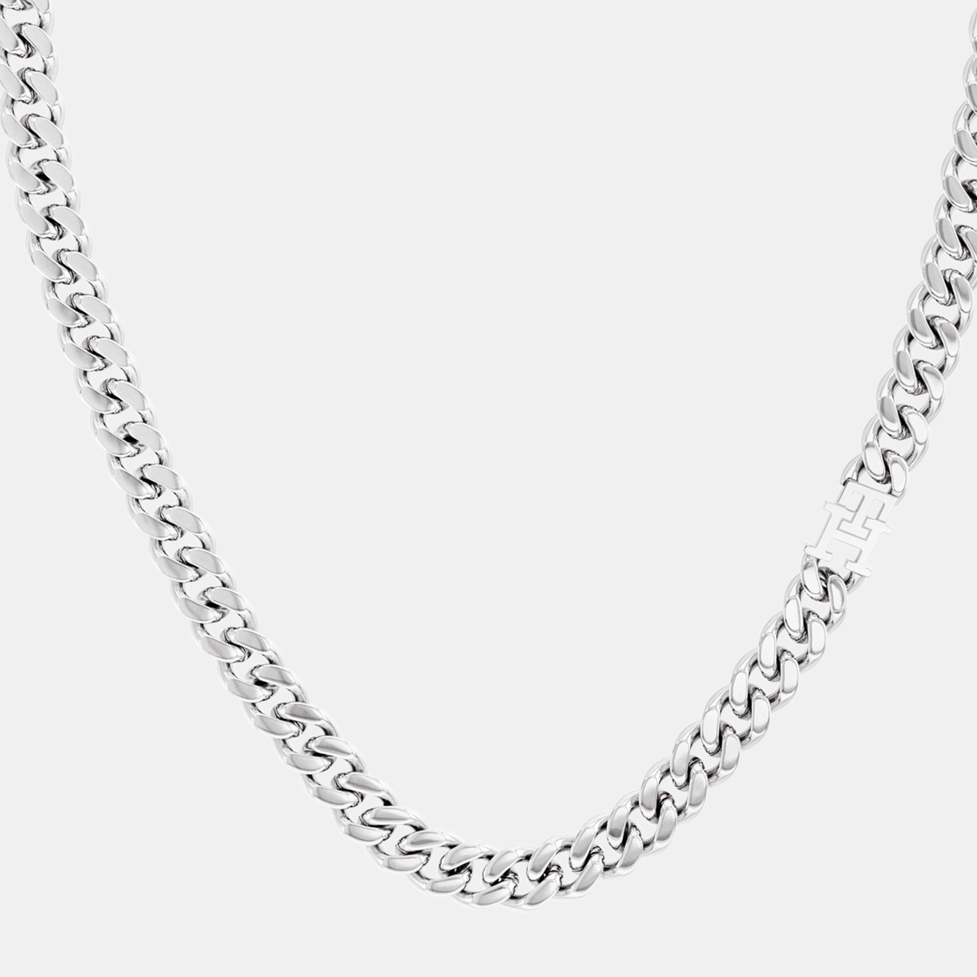 Silver - Tommy Hilfiger - Tommy Hilfiger Men’s TH85 Stainless Steel Curb Chain Necklace - 1