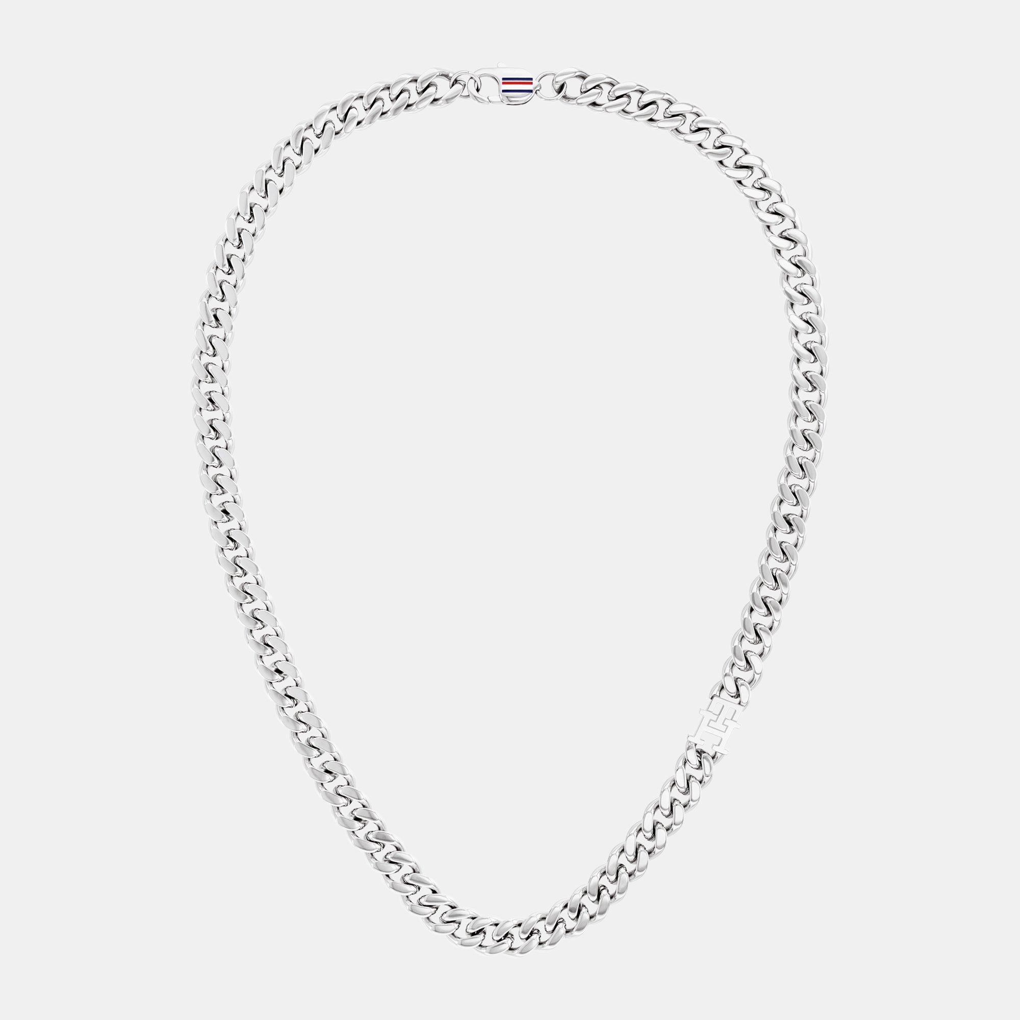 Silver - Tommy Hilfiger - Tommy Hilfiger Men’s TH85 Stainless Steel Curb Chain Necklace - 2