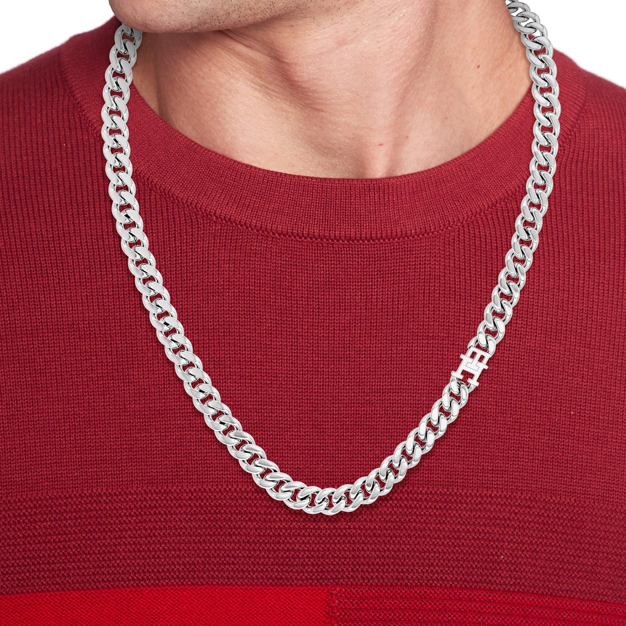 Silver - Tommy Hilfiger - Tommy Hilfiger Men’s TH85 Stainless Steel Curb Chain Necklace - 3