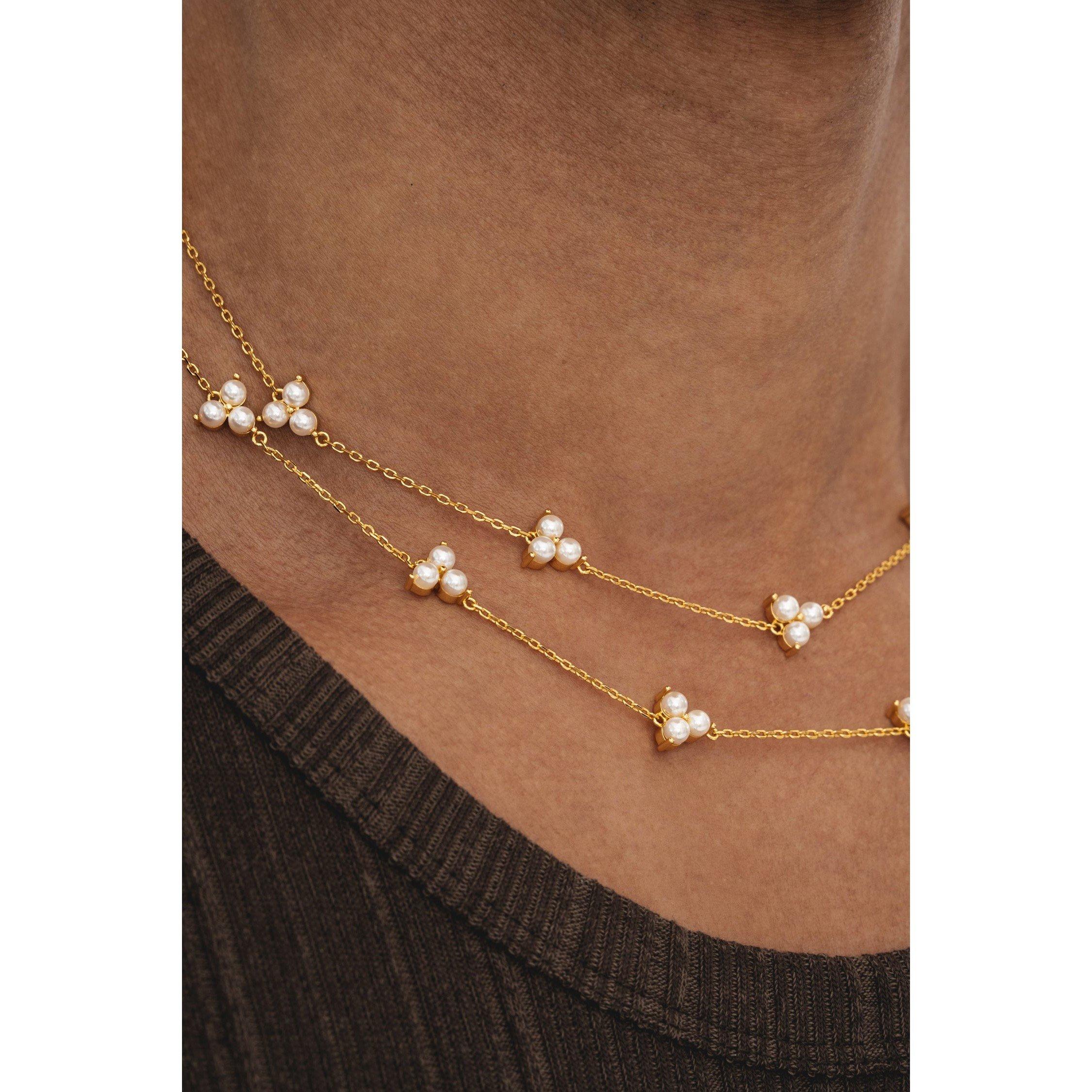 Pearl/Gold - Common Lines - Como Link Necklace - 3