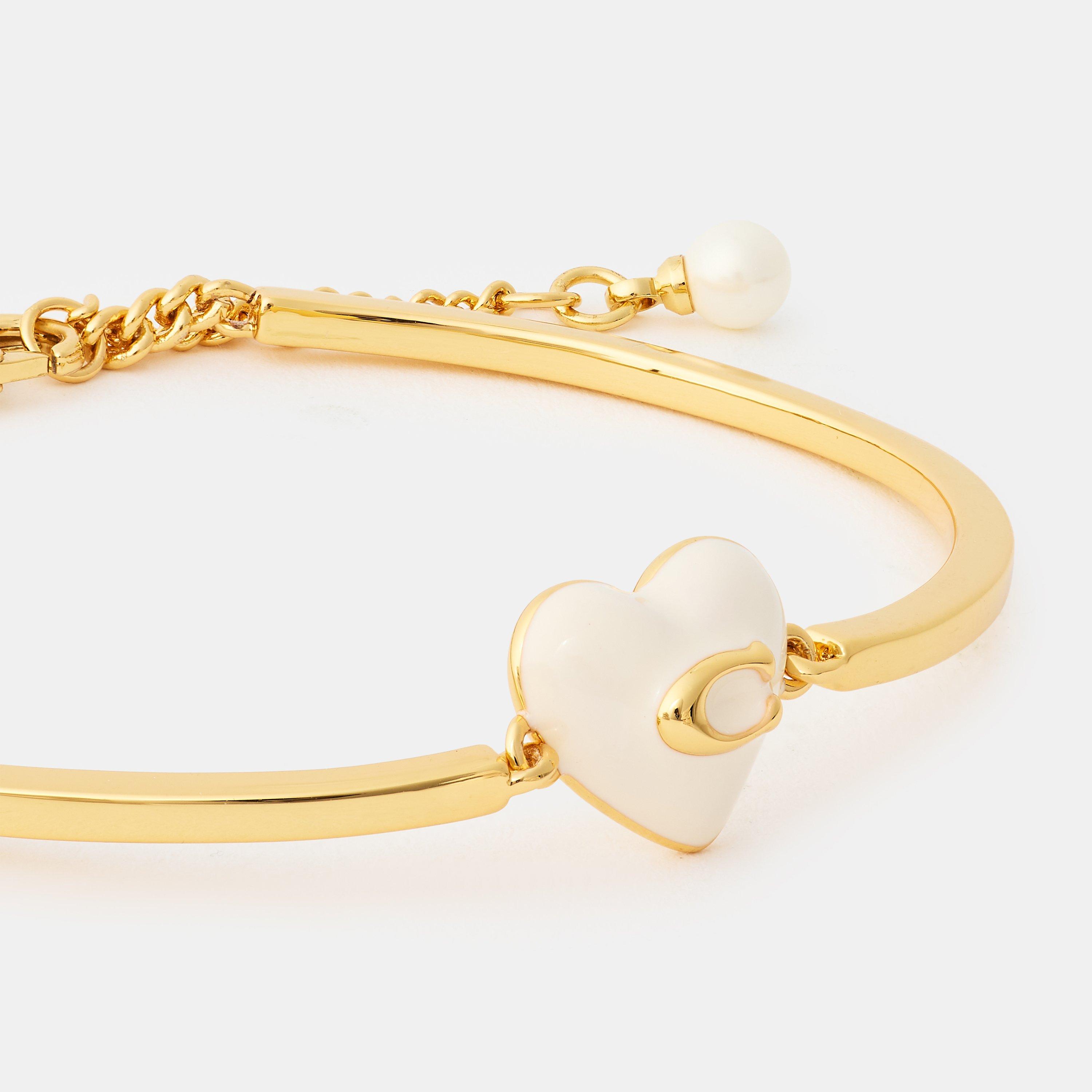 white/gold - Coach - COACH HEART CUFF BRACELET - 2