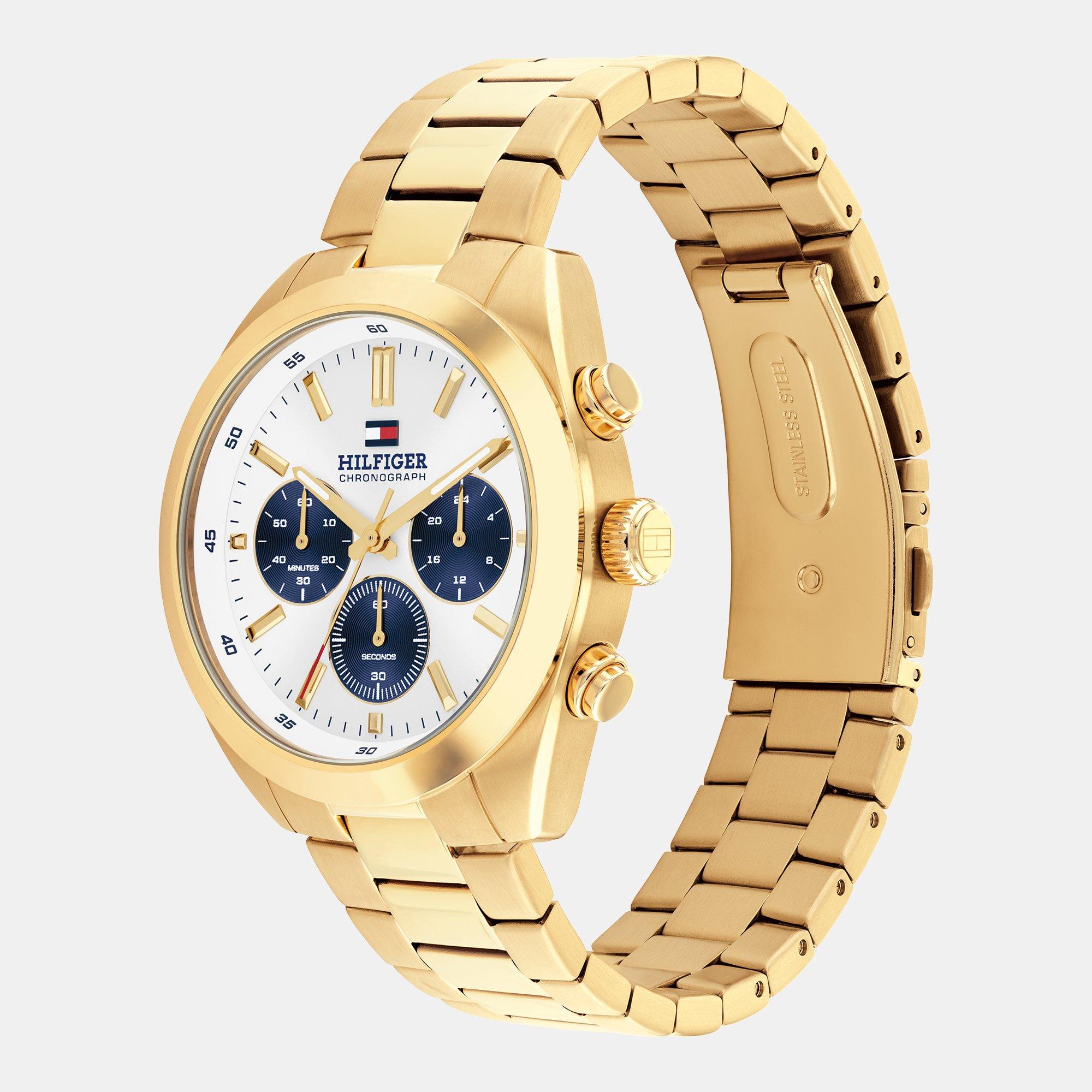 Gold - Tommy Hilfiger - Men's Hudson 40mm Stainless Steel Chronograph Analogue Quartz Watch - 2