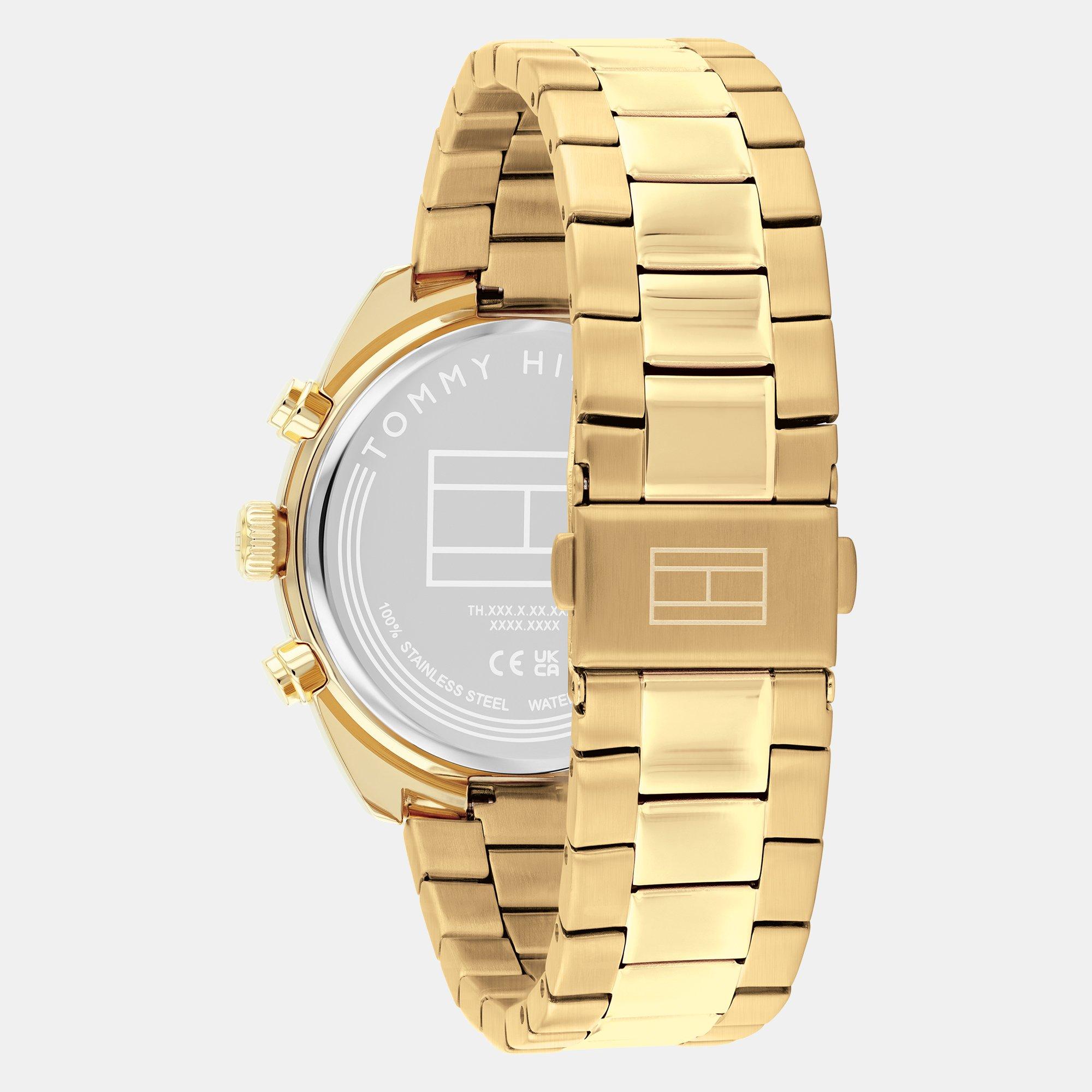 Gold - Tommy Hilfiger - Men's Hudson 40mm Stainless Steel Chronograph Analogue Quartz Watch - 3