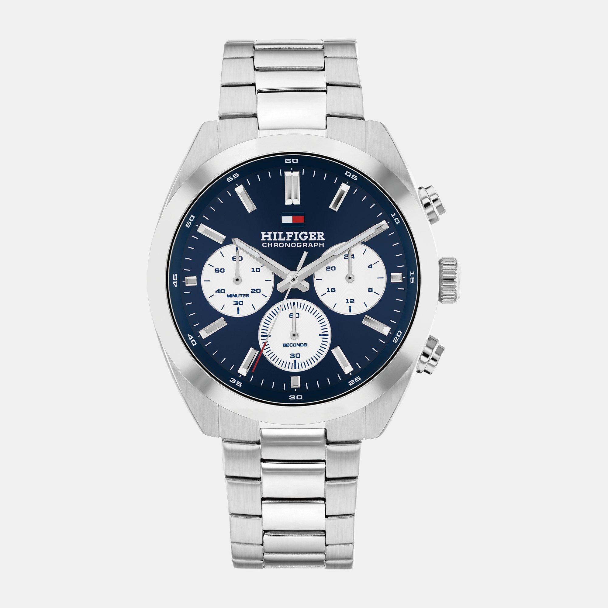 Tommy Hilfiger Men's Hudson 40Mm Stainless Steel Chronograph Analogue Quartz Watch - Silver