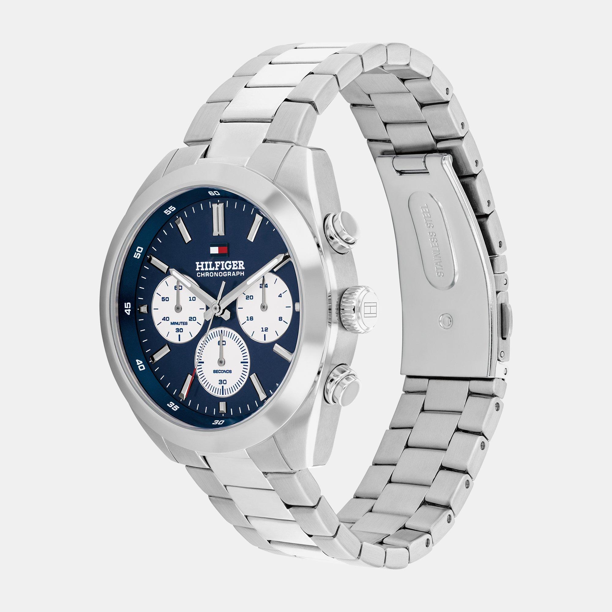 Silver - Tommy Hilfiger - Men's Hudson 40mm Stainless Steel Chronograph Analogue Quartz Watch - 3