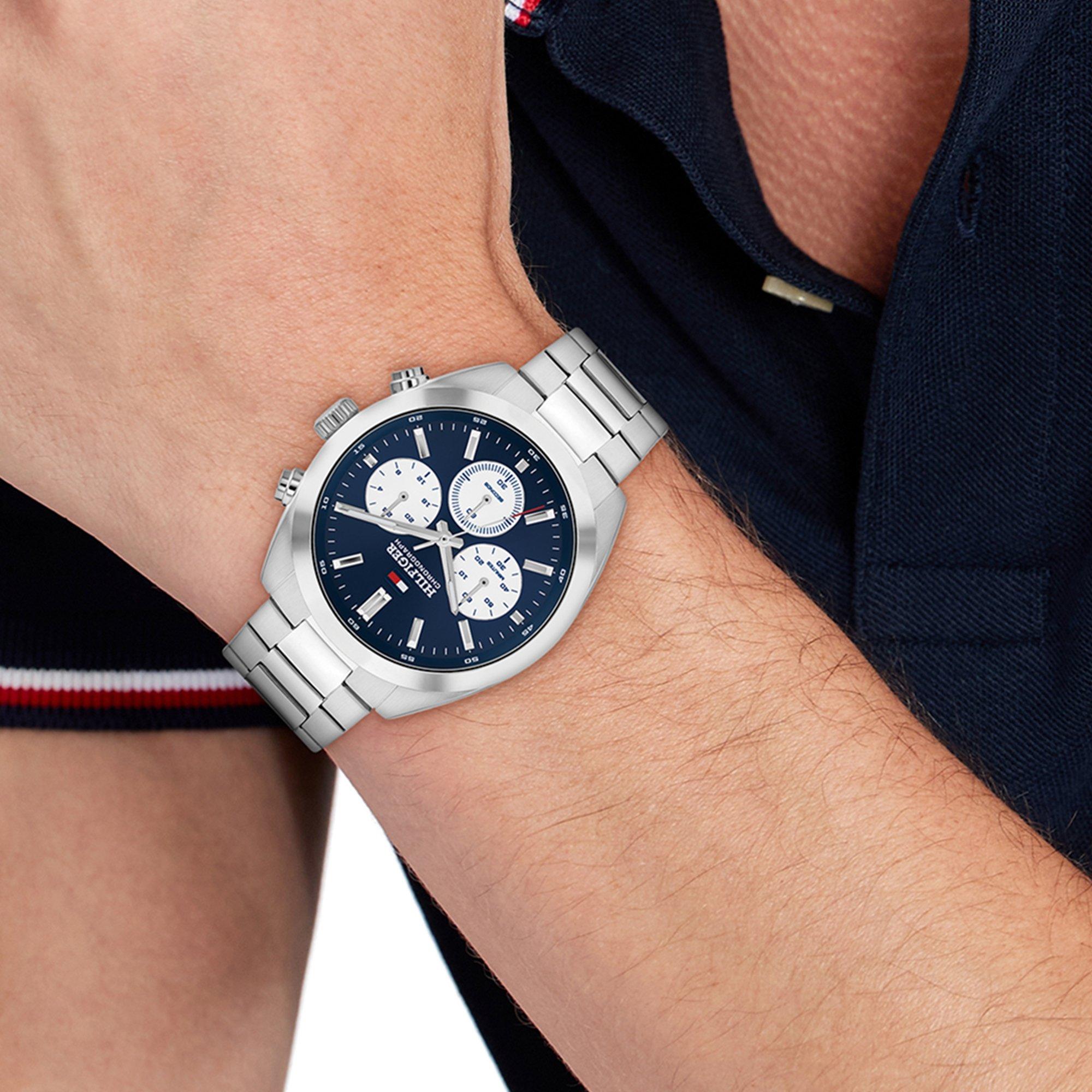 Silver - Tommy Hilfiger - Men's Hudson 40mm Stainless Steel Chronograph Analogue Quartz Watch - 4