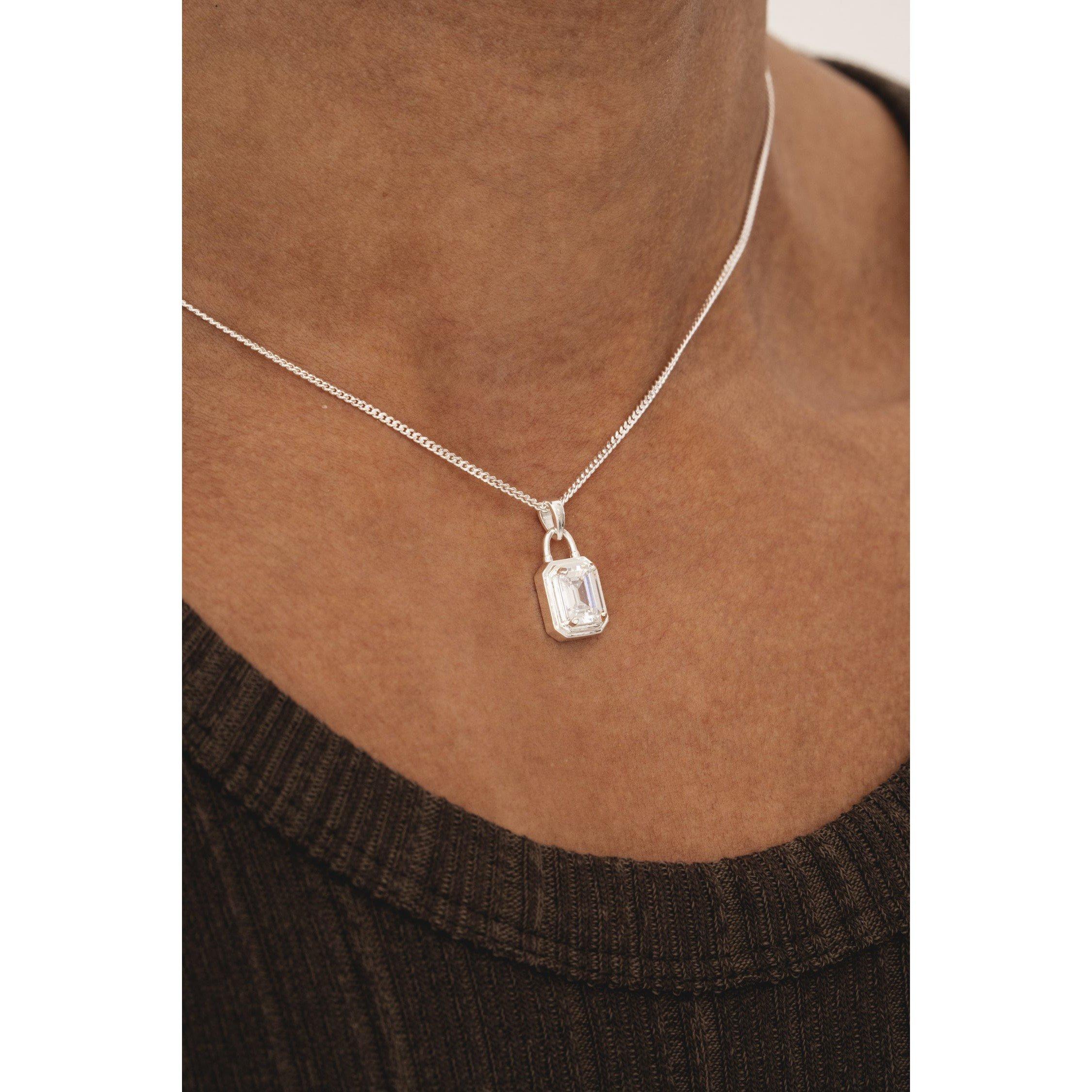 Silver - Common Lines - Solitaire Necklace - 4