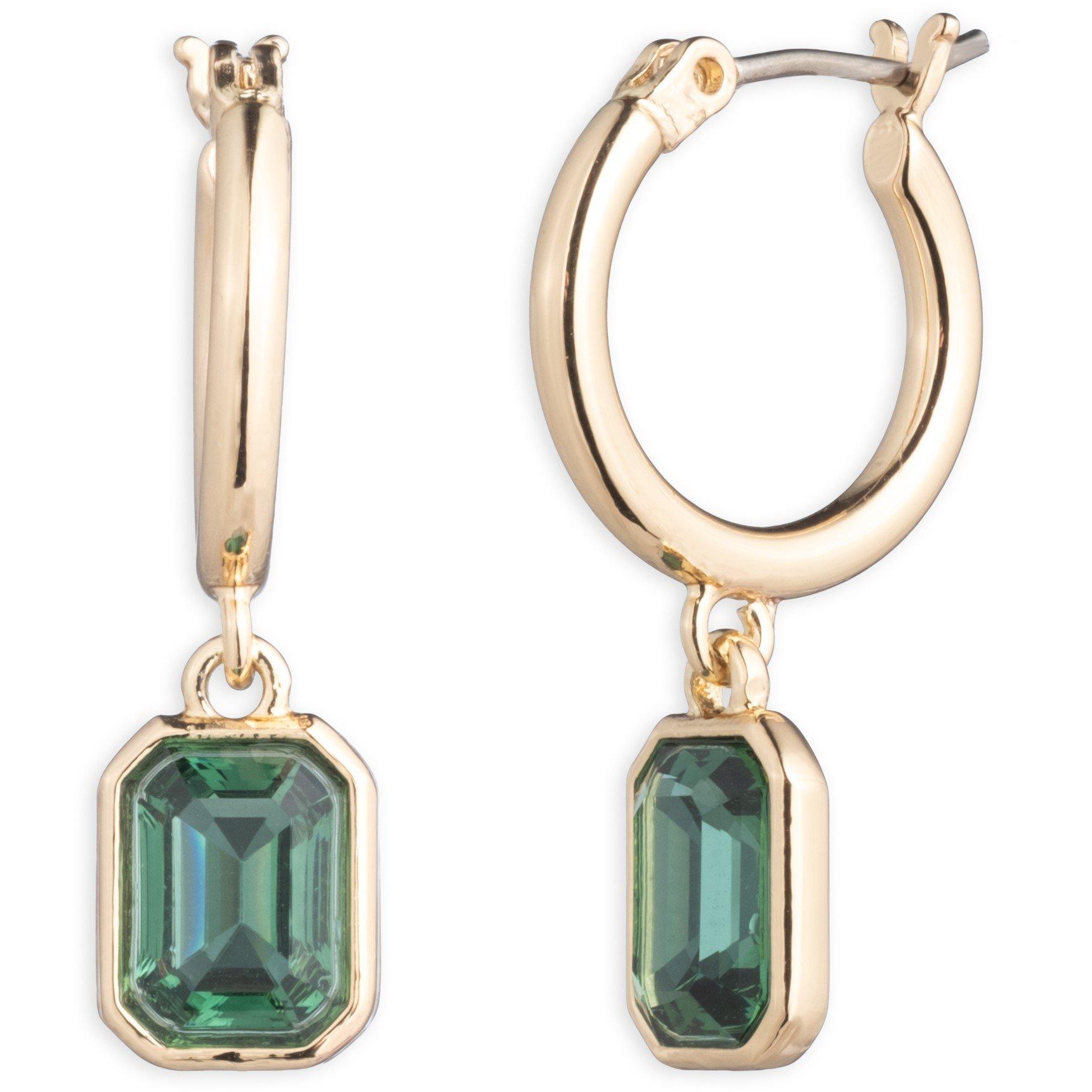 Lauren By Ralph Lauren Women's Lauren Ralph Lauren Gold & Green Huggie Hoop Earrings - Gld