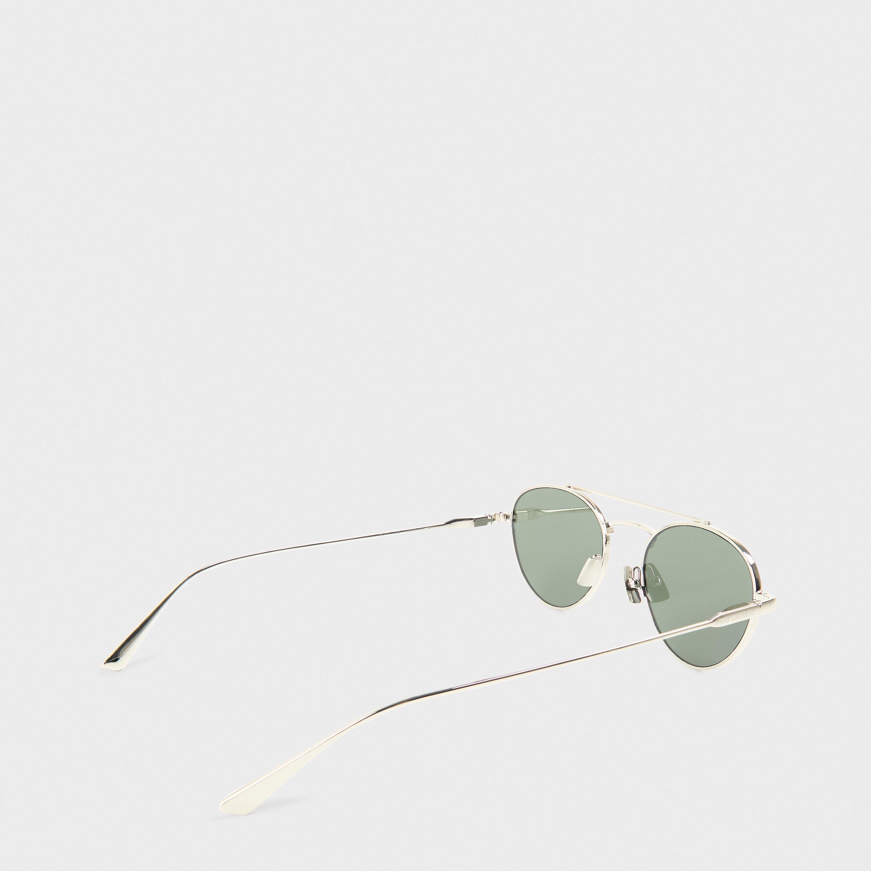 Silver/Grey - Saint Laurent - Women's YSL Round Sunglasses - 2
