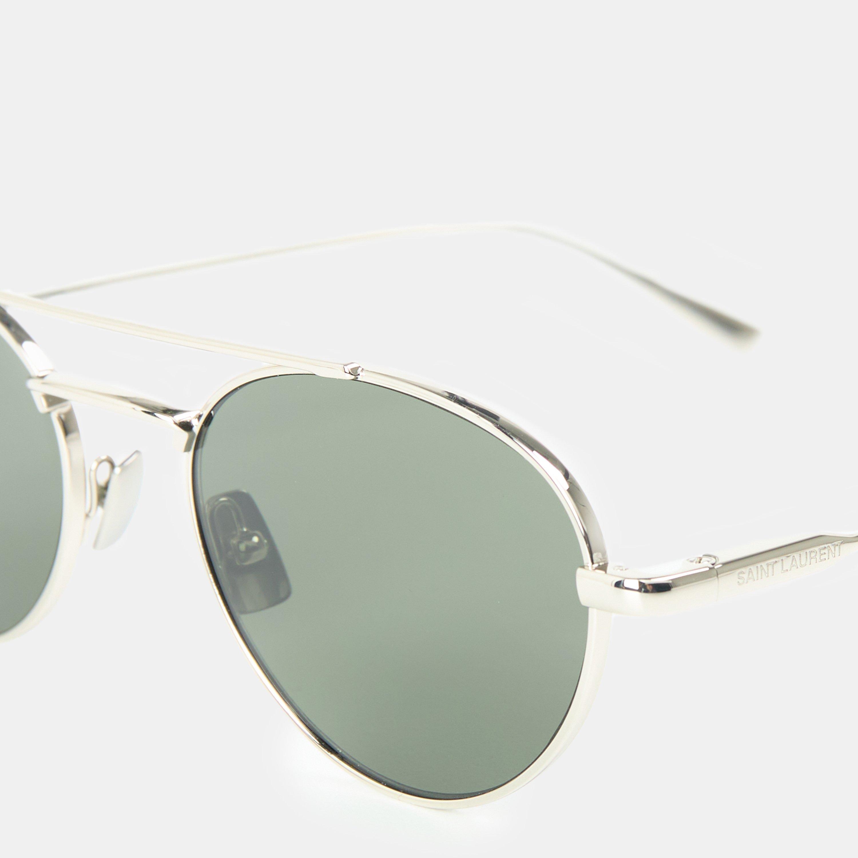 Silver/Grey - Saint Laurent - Women's YSL Round Sunglasses - 4