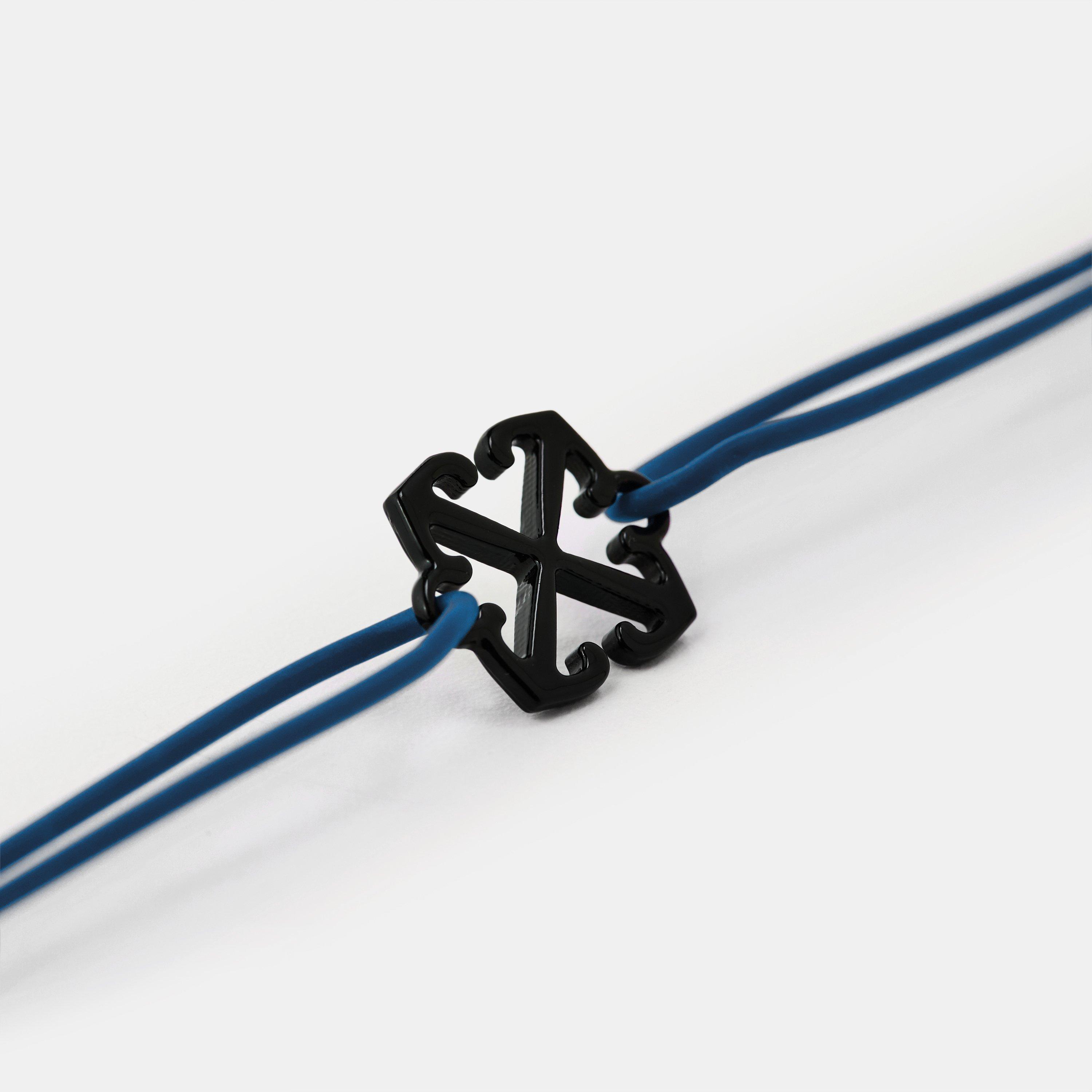 Blue/Black - Off White - Men's Metal Industrial Cuff Bracelet - 2