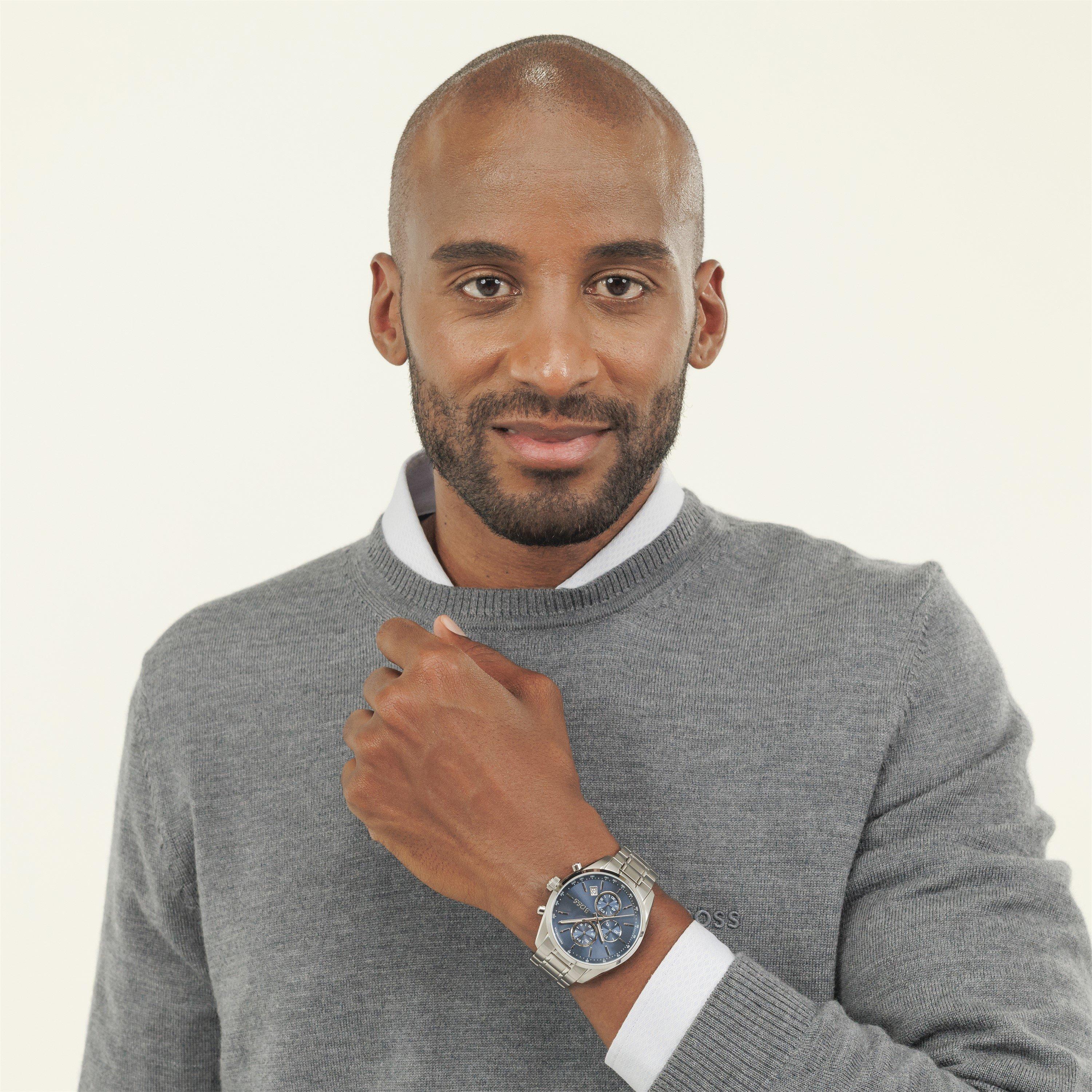 Blue/Steel - Boss - Men's Grand Prix Stainless Steel Watch - 4