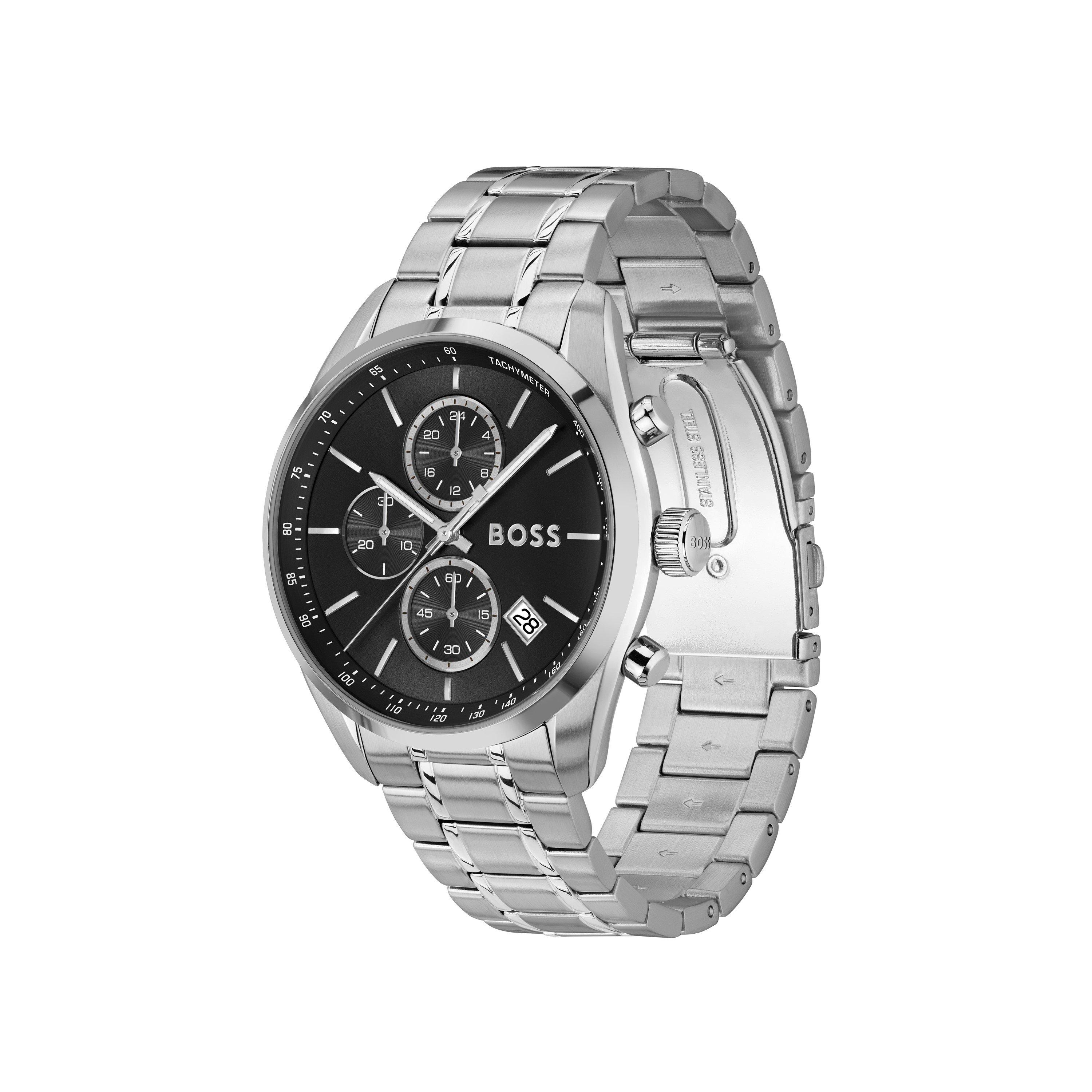 Black/Steel - Boss - Men's Grand Prix Stainless Steel Watch - 2