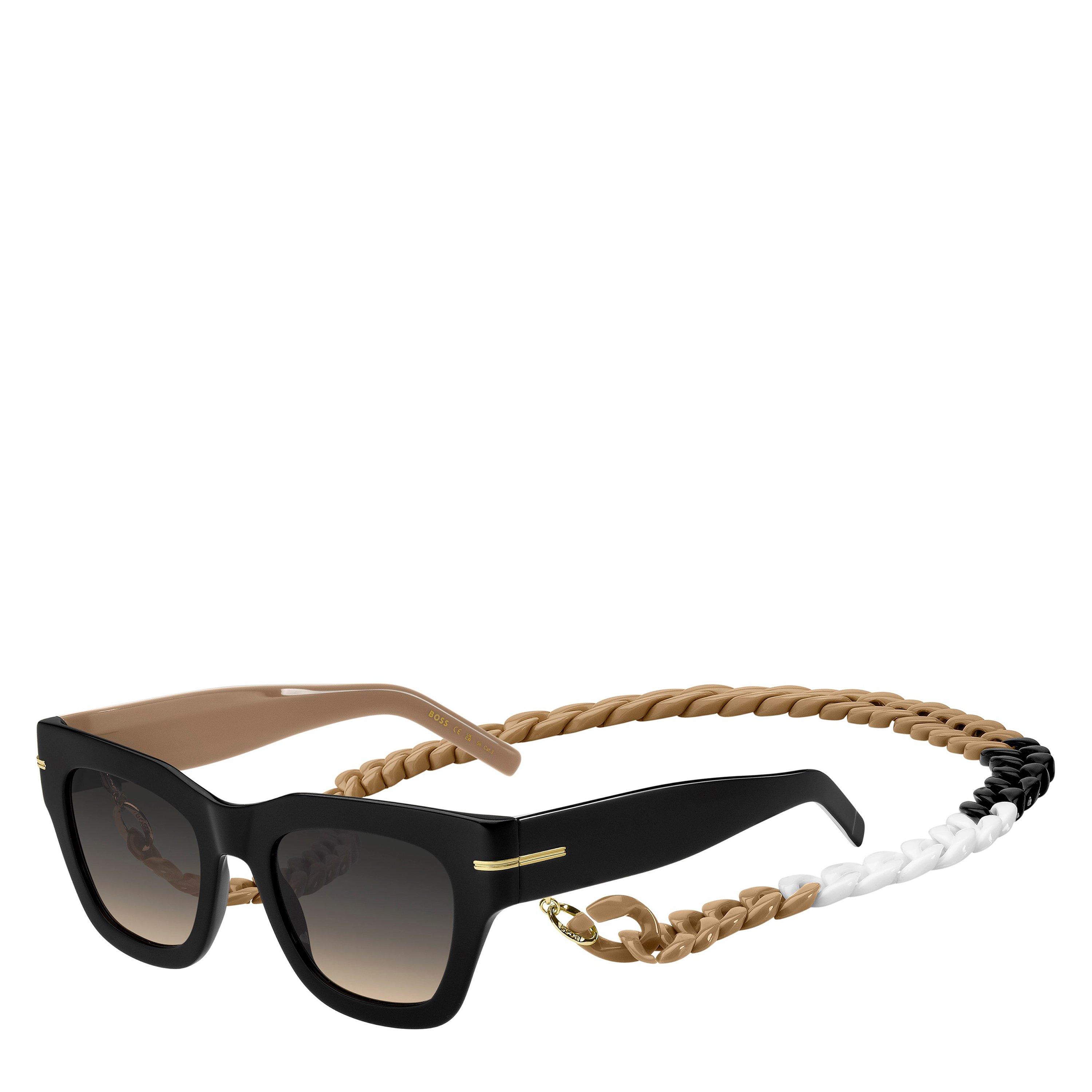 Boss Women's Round Sunglasses - Black Beige - Size 51 cm